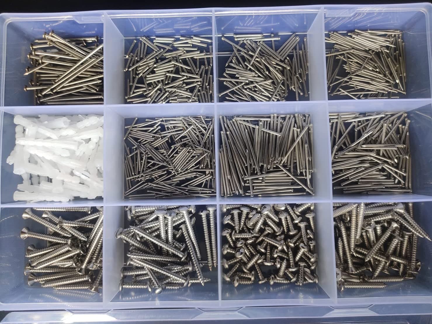 KT Hardware Solutions Multipurpose 855 Pieces Home DIY Kit Including Steel Furniture Nails/Headless Furniture Panel Pins and Steel Screws