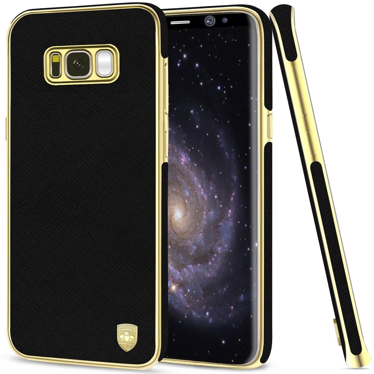 Samsung Galaxy S8 Plus Case, Luxury Leather Plating Coated Frame Slim Cover Cell Phone Case for Samsung S8 Plus- Black