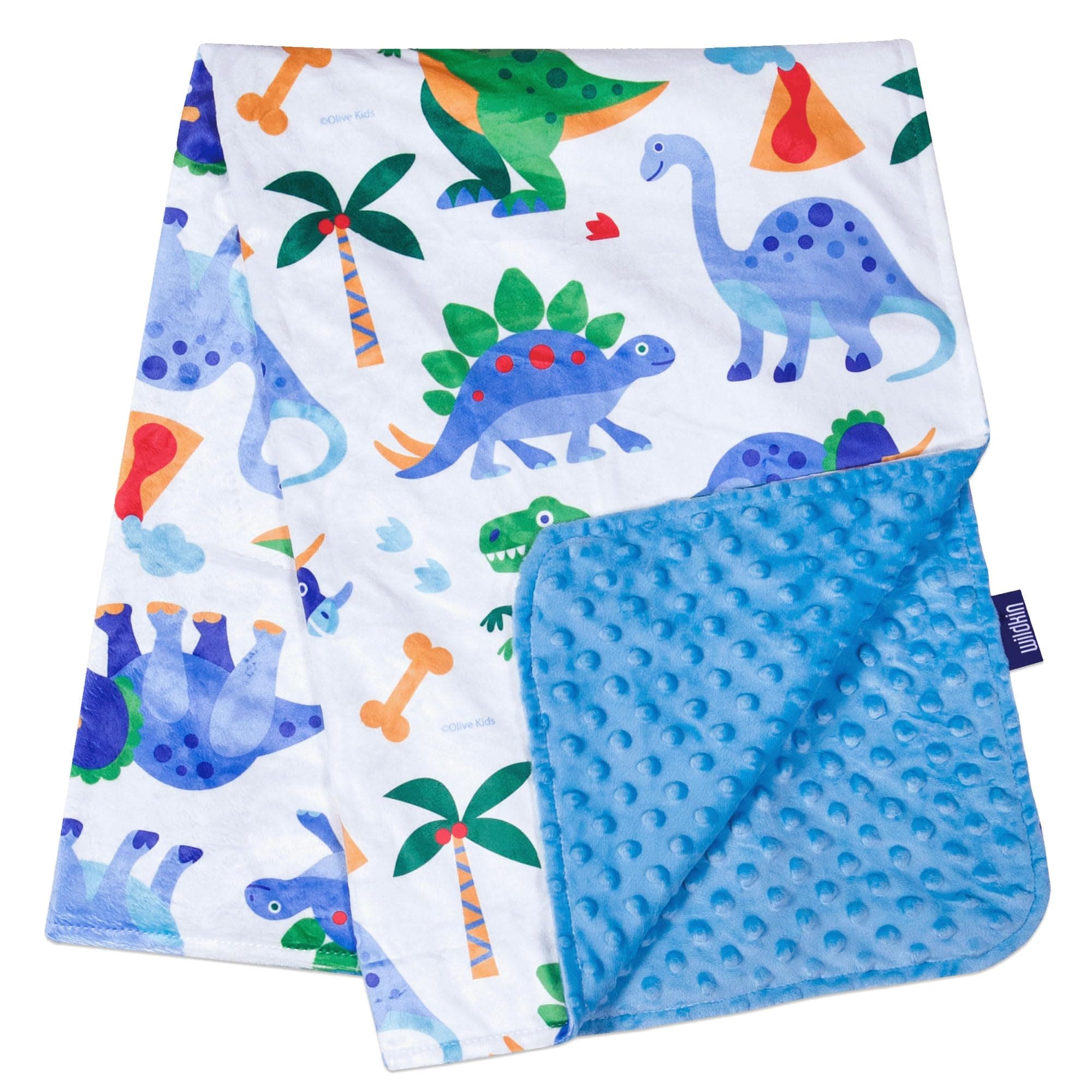 Plush Blanket, Made from Ultra-Soft Velour Double Layer Dotted Backing, Perfect Keeping Little Ones Warm Olive Kids Design - Dinosaur Land