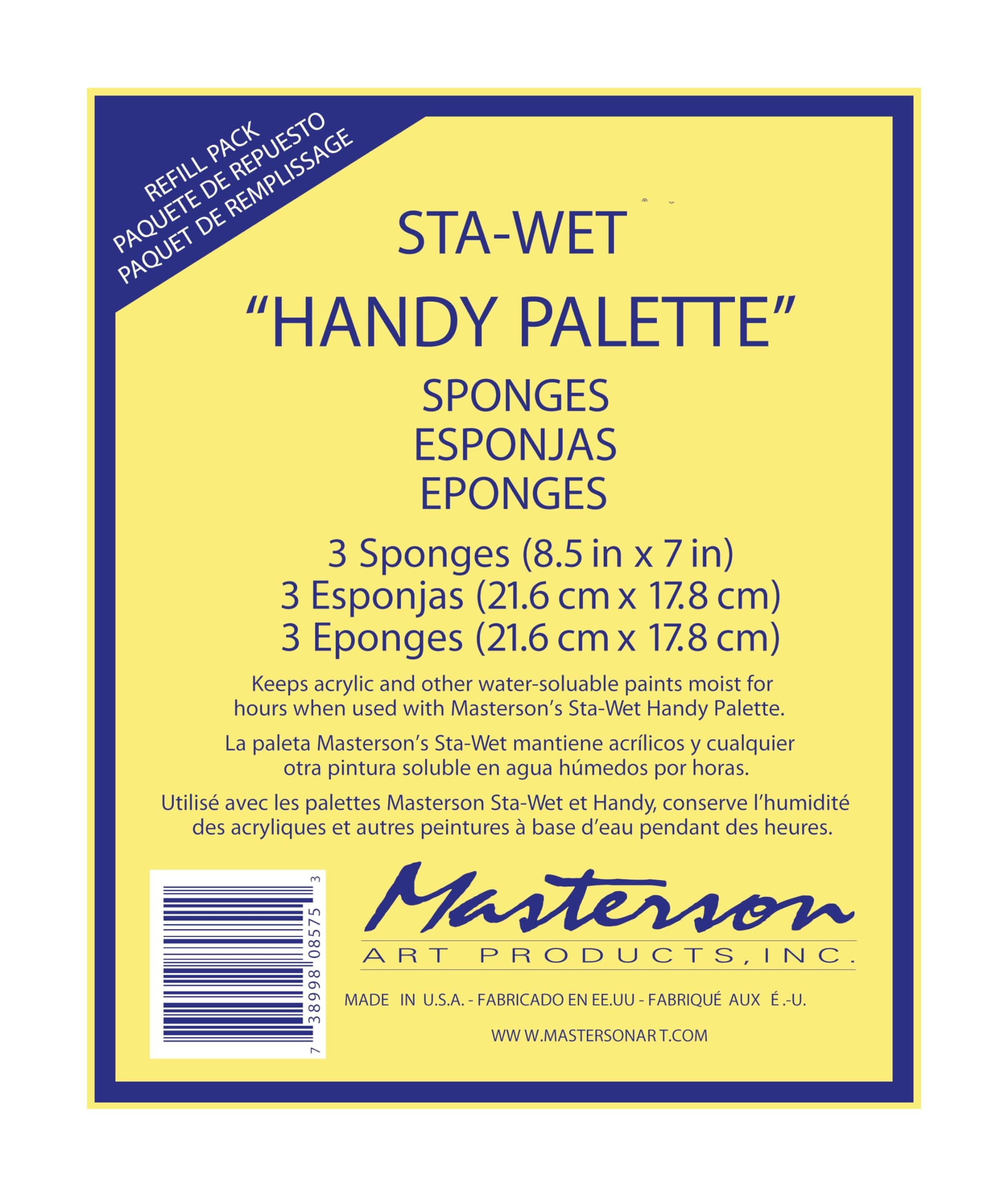 Sta-Wet Handy Sponge Refill, 8.5 X 7 inches, Package of 3 (857.53)