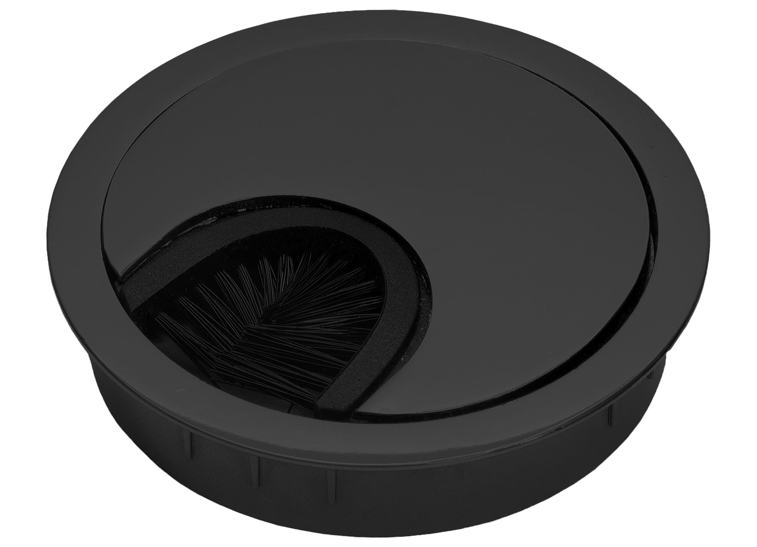 Computer Desk Grommet Cable Outlet Tidy Insert, 3 Part (60mm, Black)