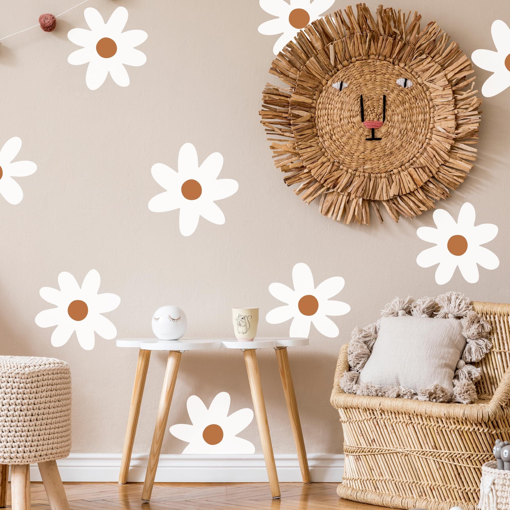 Large Daisy Flowers Boho Wall Stencils for Painting Large Pattern on Wall, Concrete for Patio, Reusable Template for Nursery, Kids Bedroom Livingroom Home Scandinavian Painting Wall Décor