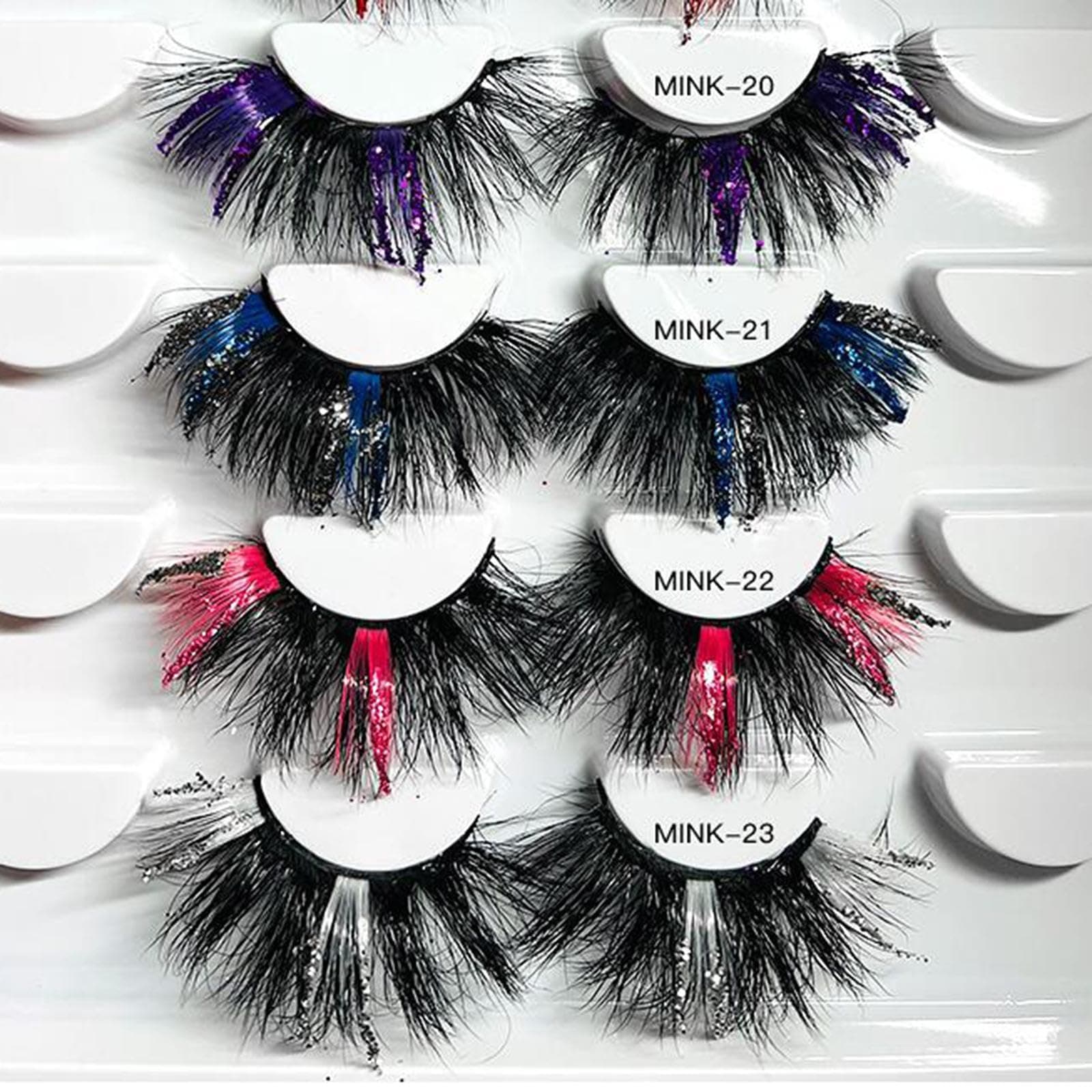 COMBR False Eyelashes Gorgeous D Curl Strip 3D lashes for Stage Cosplay Party Red 25mm