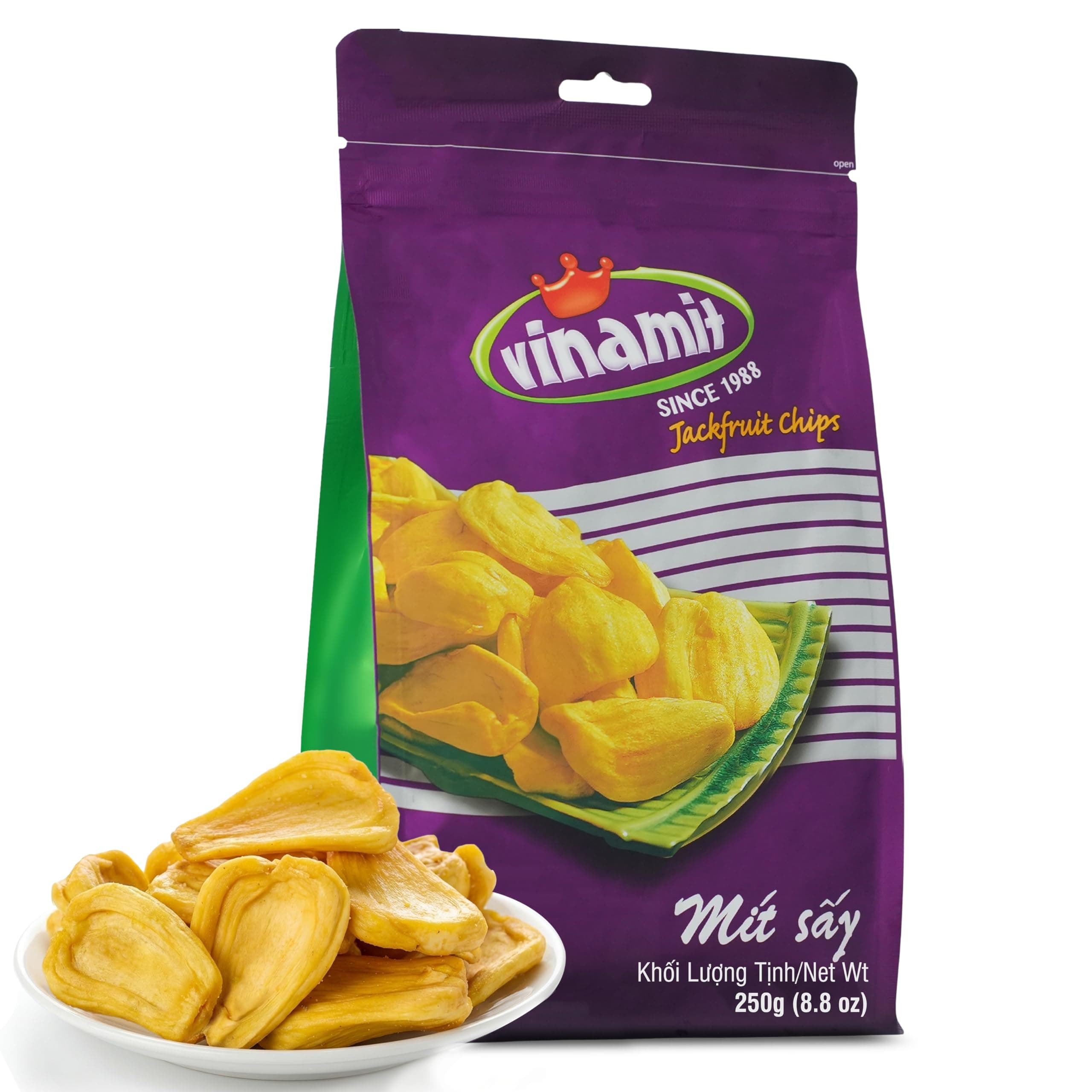 Vinamit Dried Jackfruit Chips | Vacuum Fried Dried Jackfruit | 8.8 oz Bag | Naturally Sweet & Crispy | Gluten-Free, Vegan, Non GMO | High Fiber Snack | Perfect for Gifting, Travel, Clean Eating