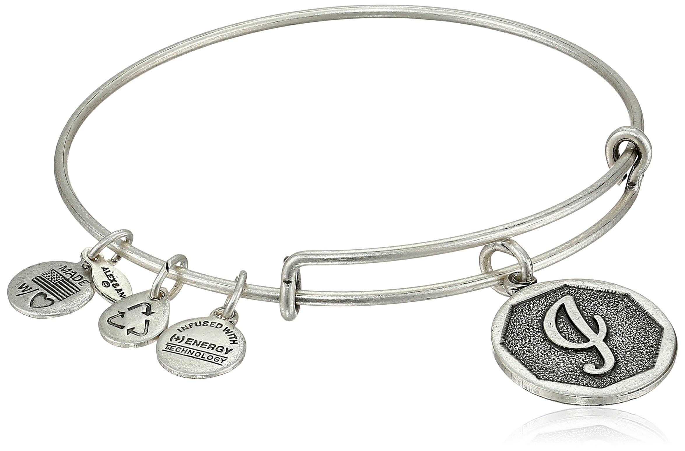 Alex and AniRafaelian Silver-Tone Initial "I" Expandable Wire Bangle Bracelet, 2.5"