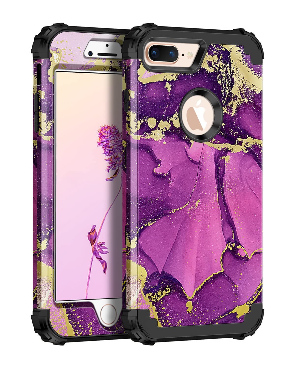 Rancasefor iPhone 8 Plus Case,iPhone 7 Plus Case,Three Layer Heavy Duty Shockproof Protection Hard Plastic Bumper +Soft Silicone Rubber Protective Case for Apple iPhone 8 Plus/7 Plus,Navy Red