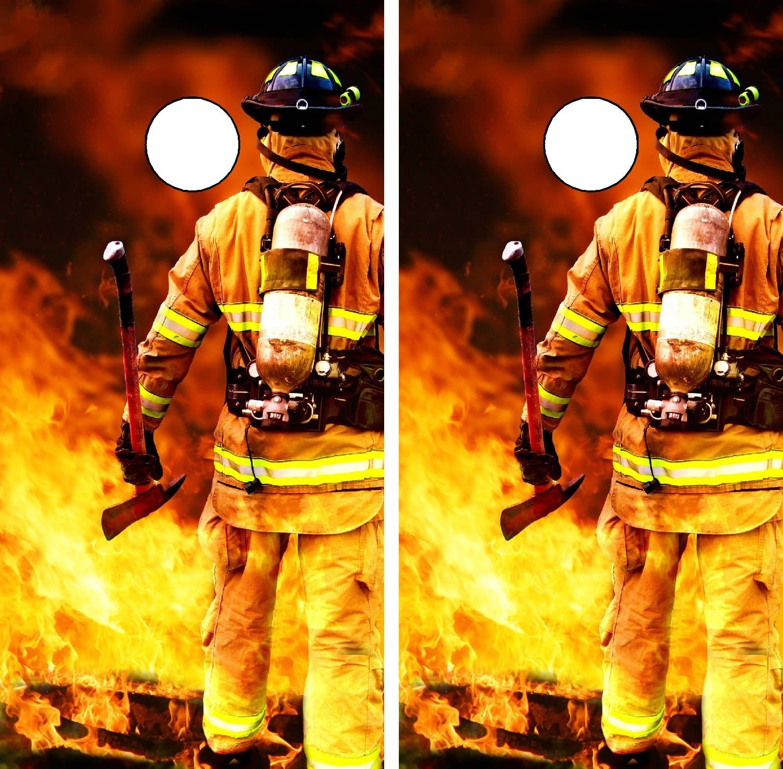 C214 Fire Man Fireman Cornhole WRAP Wraps Laminated Board Boards Decal Set Decals Vinyl Sticker Stickers Bean Bag Game Vinyl Graphic Tint Image