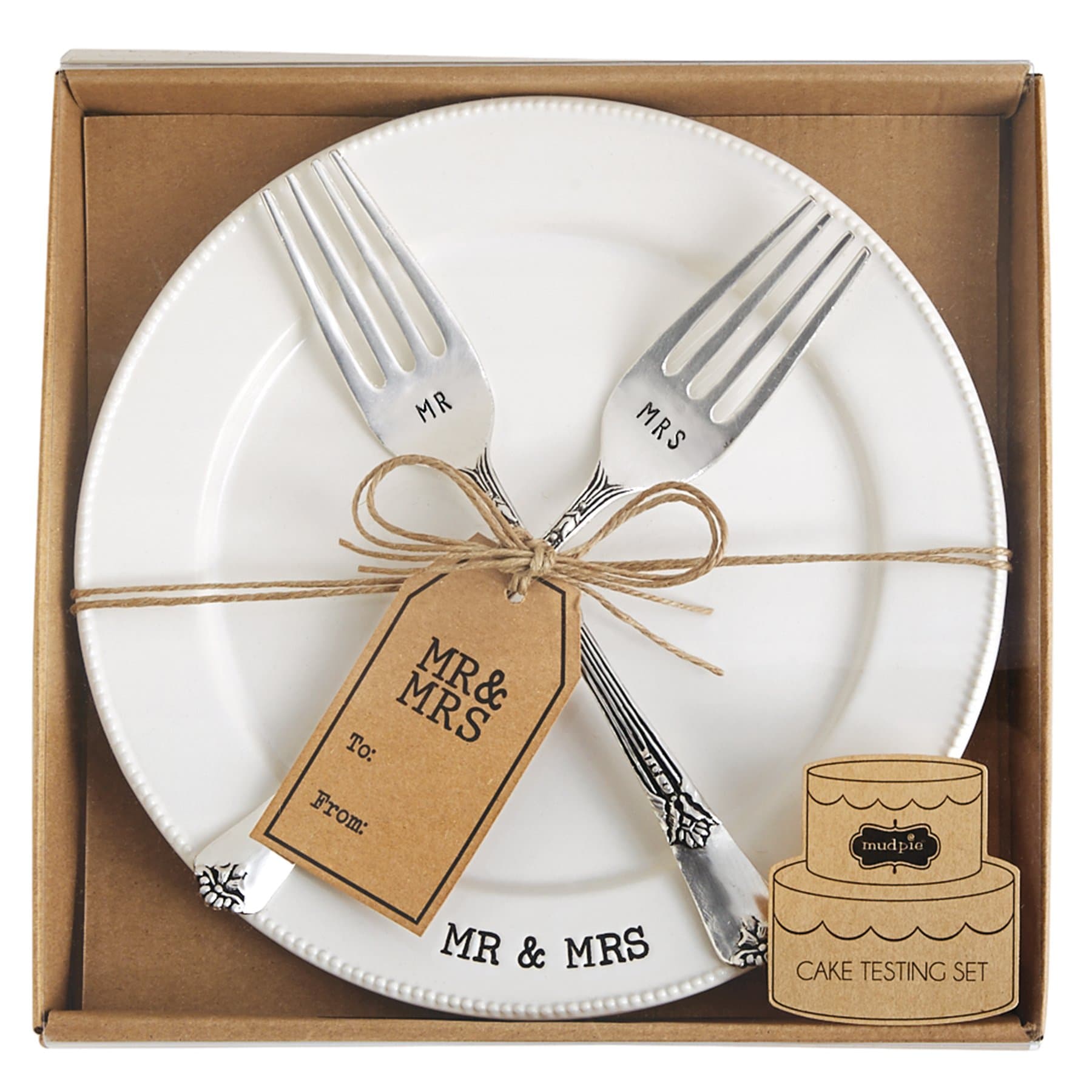 Mud PieMr. & Mrs. Plate & Fork Set, White