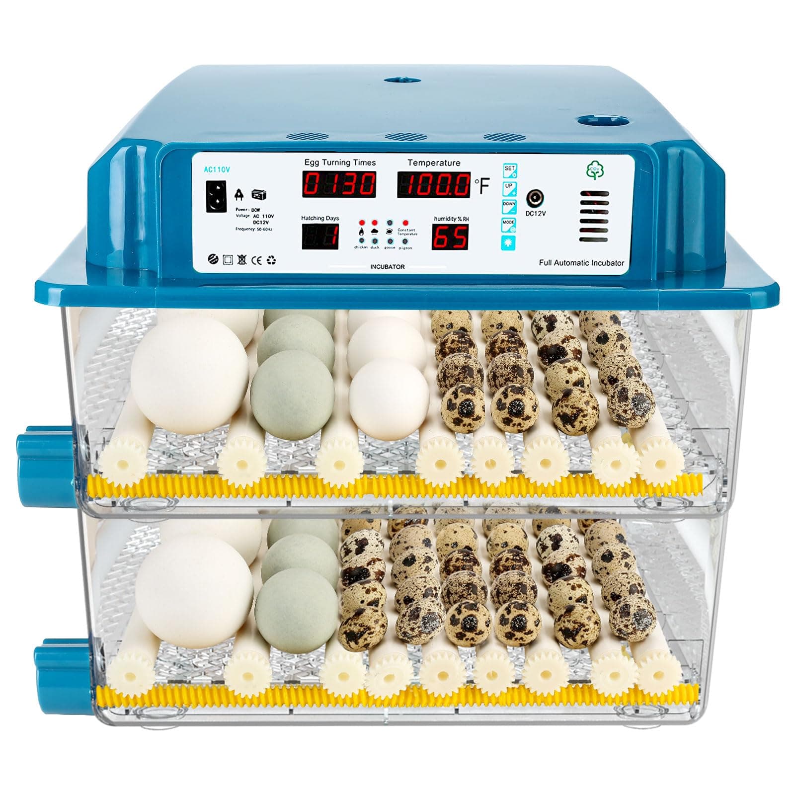 120 Pcs Egg Incubators for Egg Incubation with Automatic Chicken and Quail Temperature Control, Humidity Control for Farm Egg Incubation