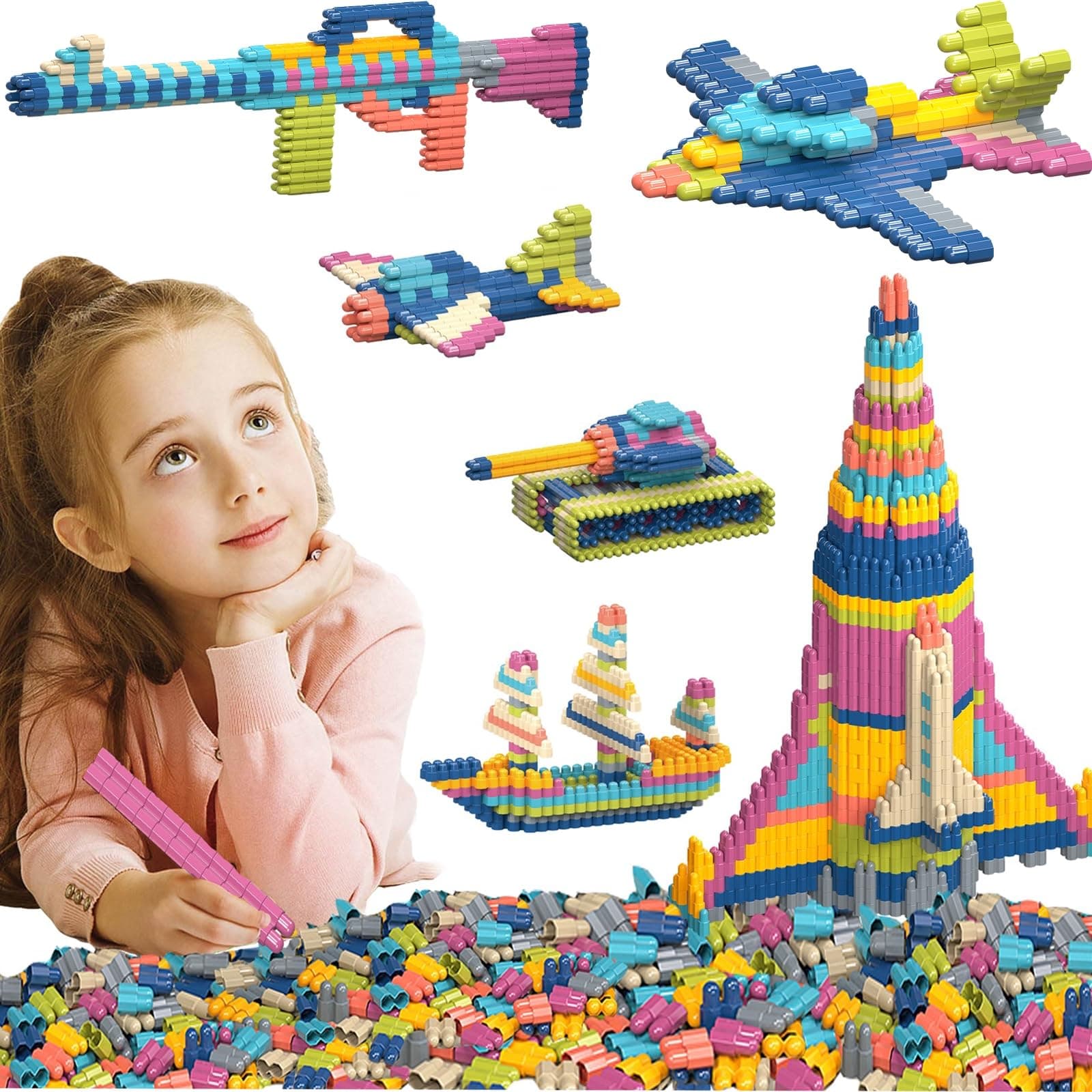 STEM Building Blocks 960PCS Interlocking Plastic Educational Toy for Kids, Preschool and Kindergarten - Indoor Recess Games for Classroom - Enhance Creativity and Learning