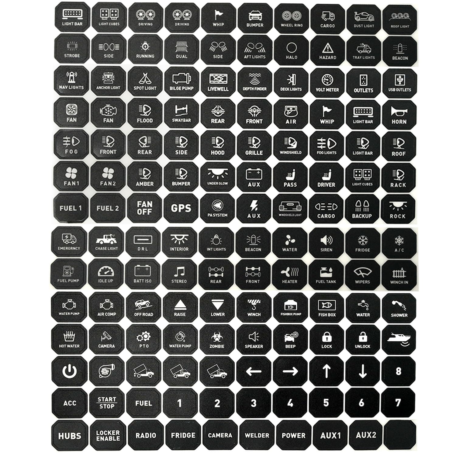 GZ5CG140pcs Universal Switch Panel Stickers, Black, Minimalist, Vinyl, Waterproof, Rectangular, Indoor, Car Stickers