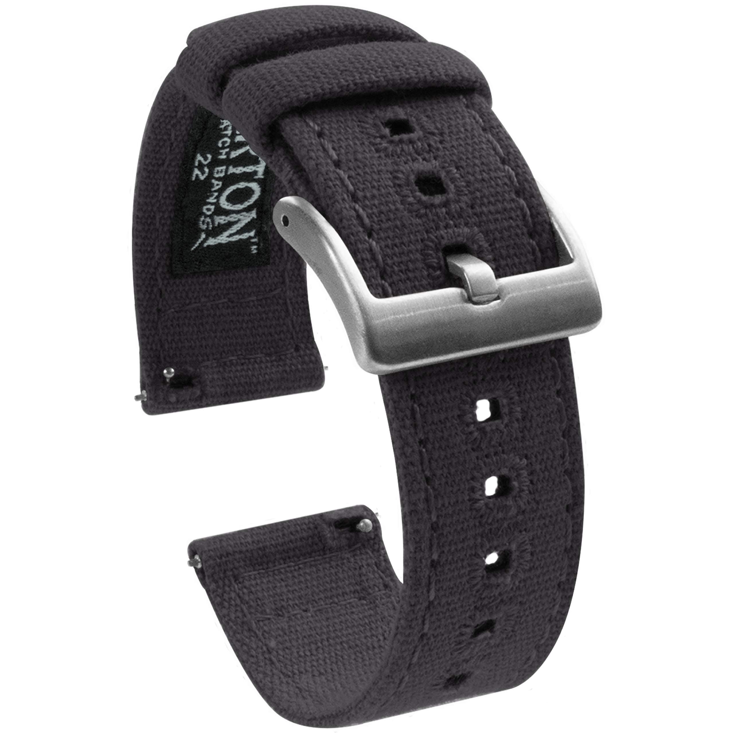 Barton Canvas Quick Release Watch Band Straps - Choose Color & Width - 18mm, 19mm, 20mm, 21mm, 22mm, 23mm, or 24mm