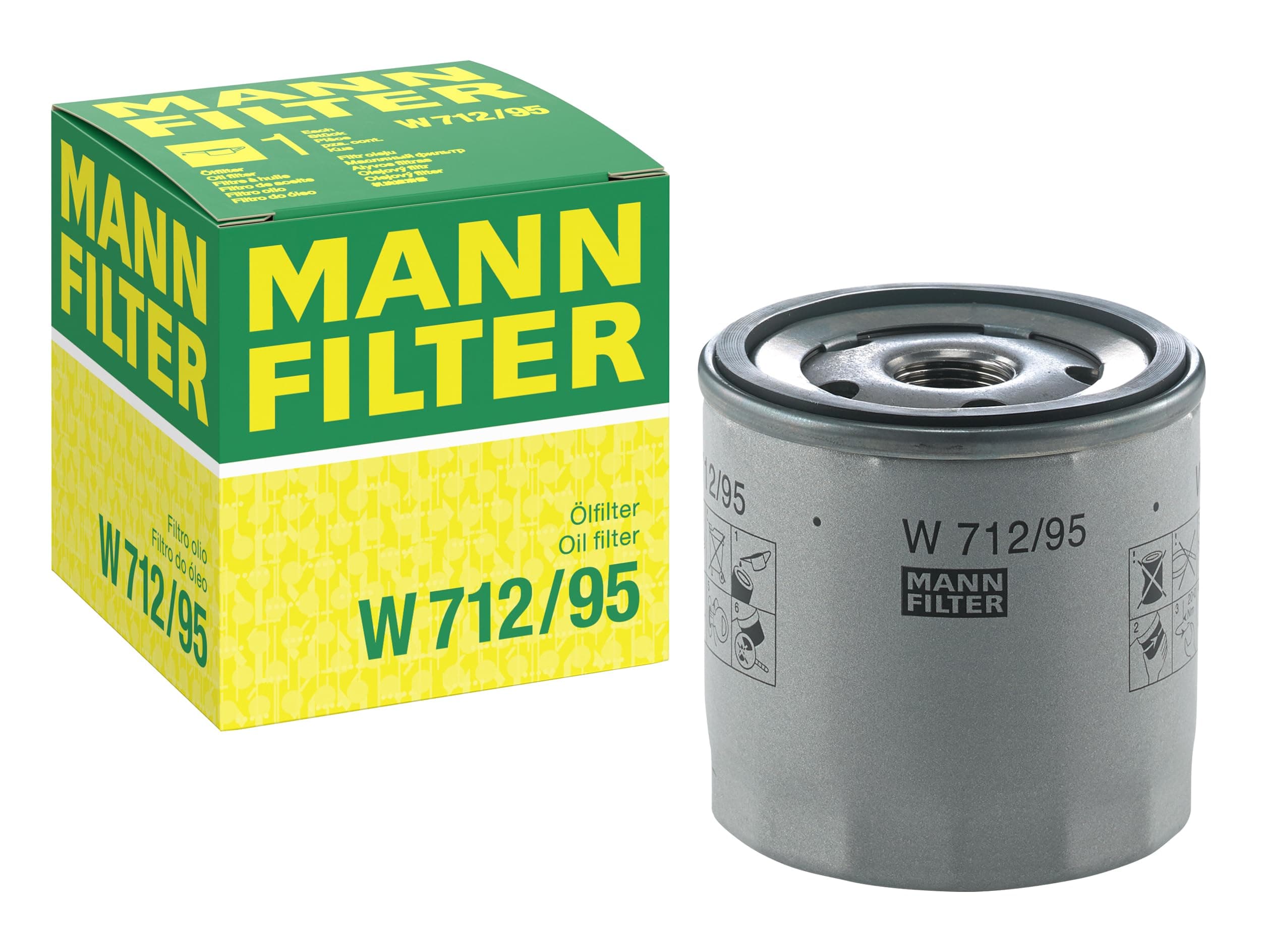 W 712/95 Spin-On Oil Filter Replacement Compatible With VW Volkswagen Jetta (2016-2023), Jetta Hybrid (2013-2016), Golf 1.4L (2021), Taos (2022-2024), Audi Sportback E-Tron (2016-2018)