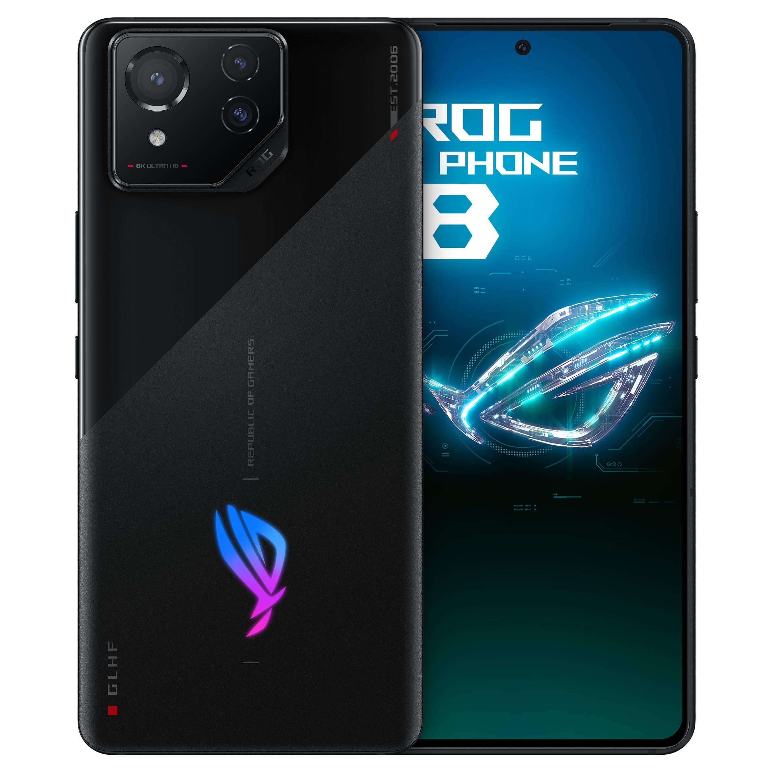 ROG Phone 8 Unlocked Android Phone, US Version, 6.78" 165Hz AMOLED Display, 256GB Storage, 16GB RAM, 5500mAh Battery, 50MP Gimbal Camera, 32MP Front, Snapdragon 8 Gen 3, Dual-SIM, Phantom Black