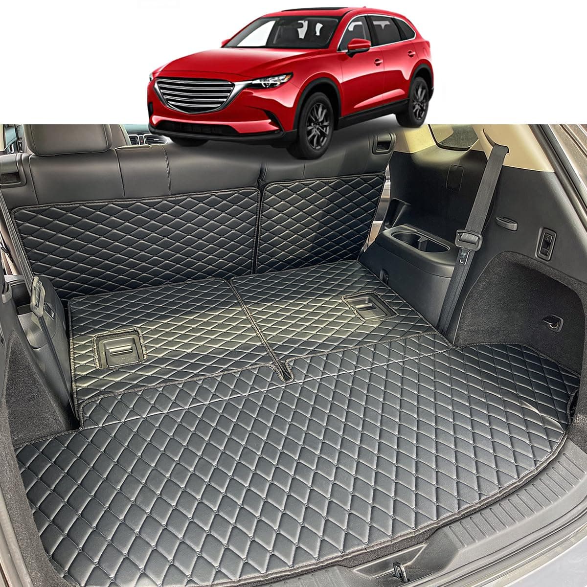 Cargo Mat Compatible with 2016-2023 Mazda CX-9 Trunk Mat (2nd-Row Bench Seat) Cargo Liners for Mazda CX9