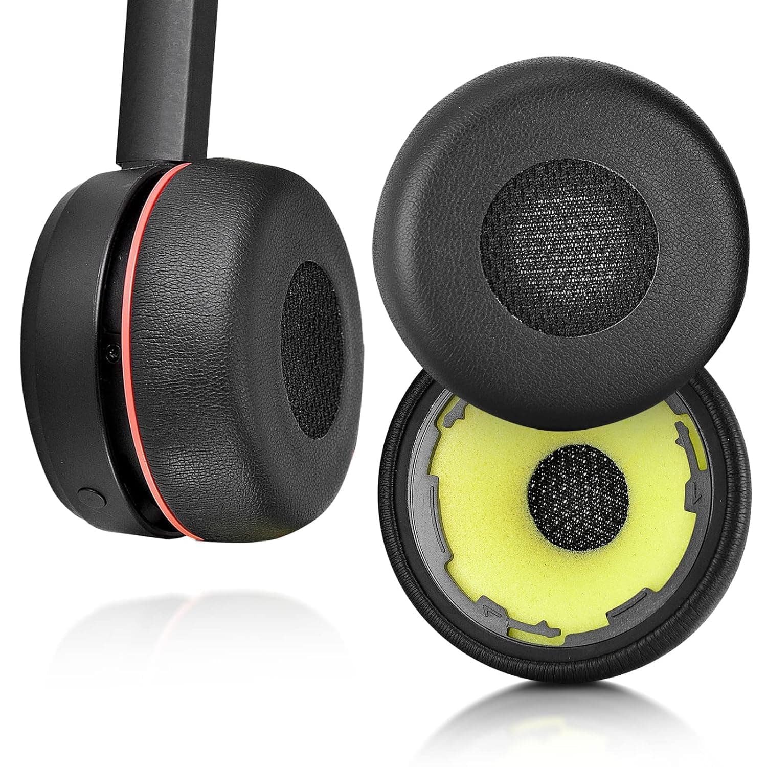 Ear Pads Cushion Replacement for Jabra Evolve 75, 75+, 75 UC, 75 SE, 75 MS Headphones, Soft Protein Leather, Noise Isolating Memory Foam Earpads Cushions