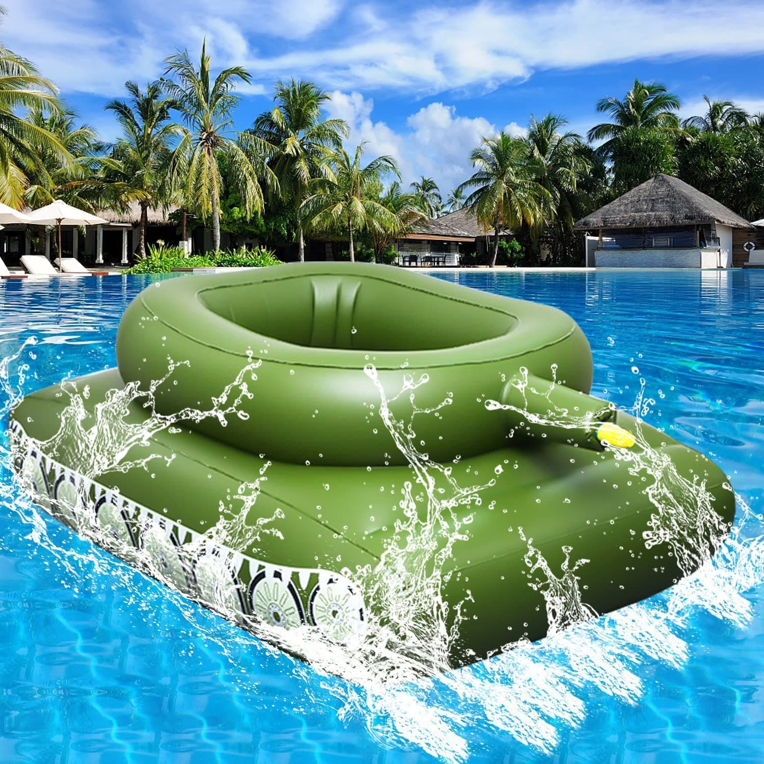 AzoneeInflatable Pool Float, Ship-Shaped Ride-On Float for Summer Pool Parties and Fun Water Activities
