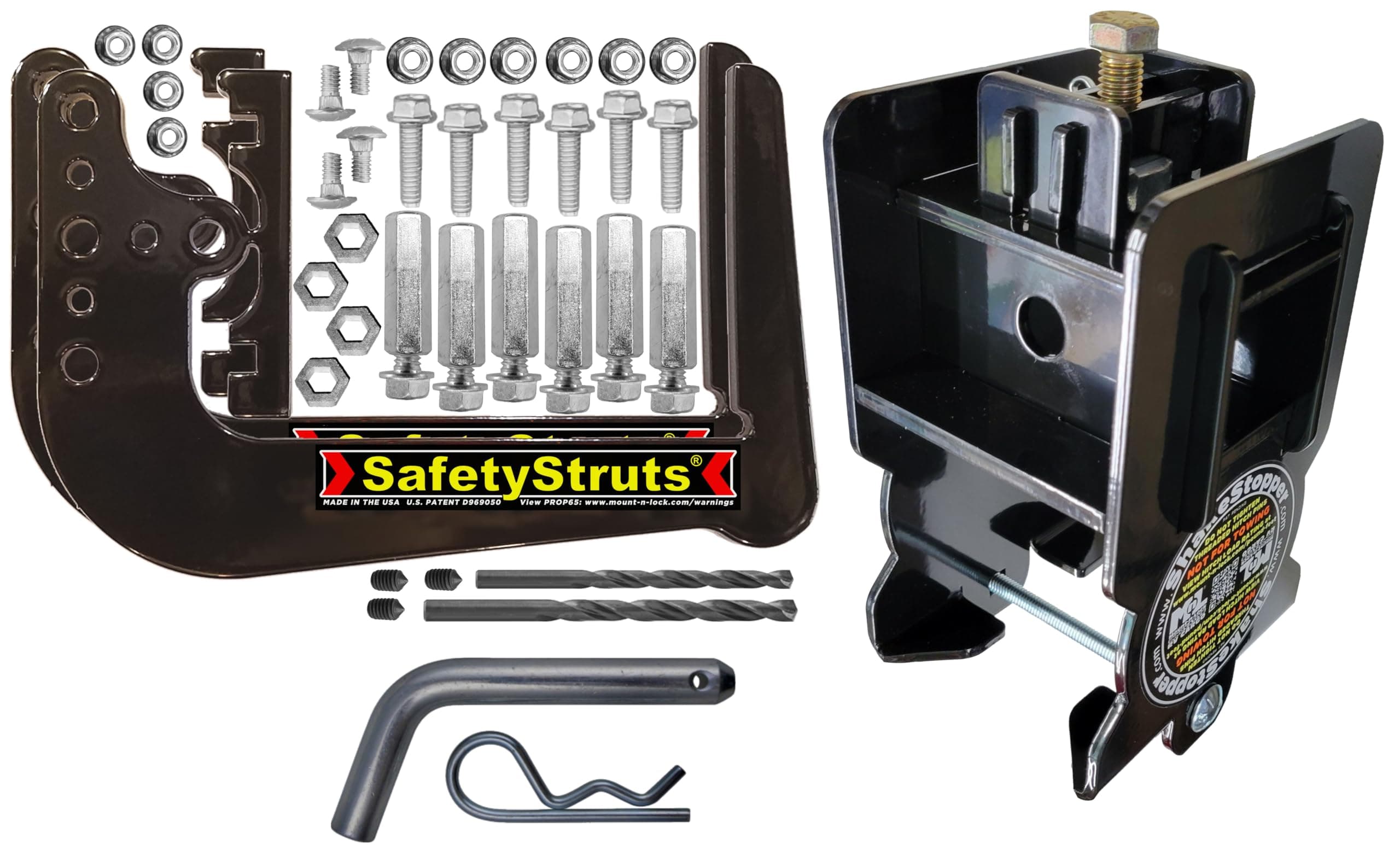 RV Bumper Bundle (3 Items): 1 Set HD SafetyStruts, 1 HD ShakeStopper Hitch, 1 Pin (1SNUHD, 1H4HZD)