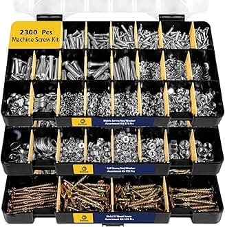 2140 Pieces Hardware Assortment Kit - Metric & SAE Machine Screw Assortment Kit with Assorted Nuts, Bolts, and Washers (3 Trays)