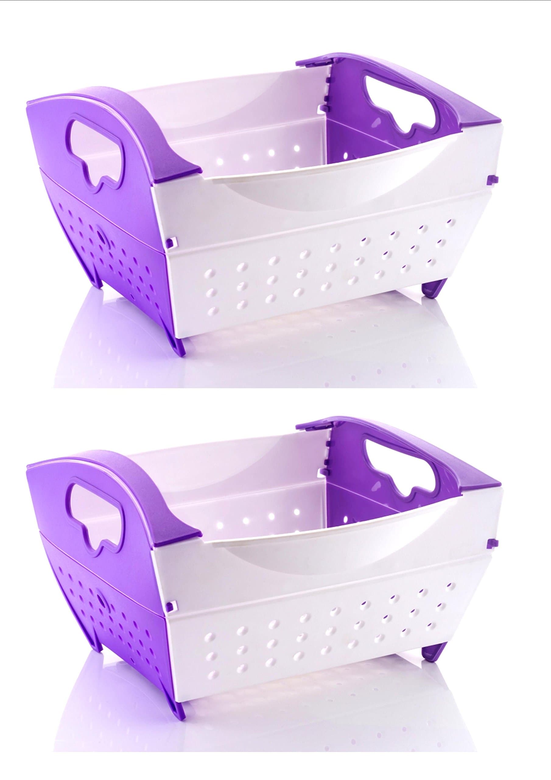 Roxa Plastic Multipurpose Folding Vegetable & Fruit Colander Basket - Pack of 2