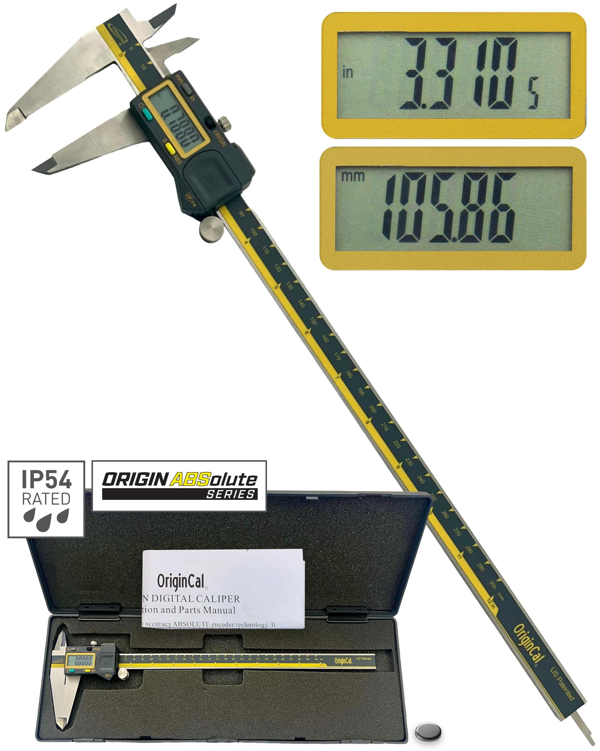 iGaging ABSOLUTE ORIGIN 0-12" Digital Electronic Caliper - IP54 Protection/Extreme Accuracy