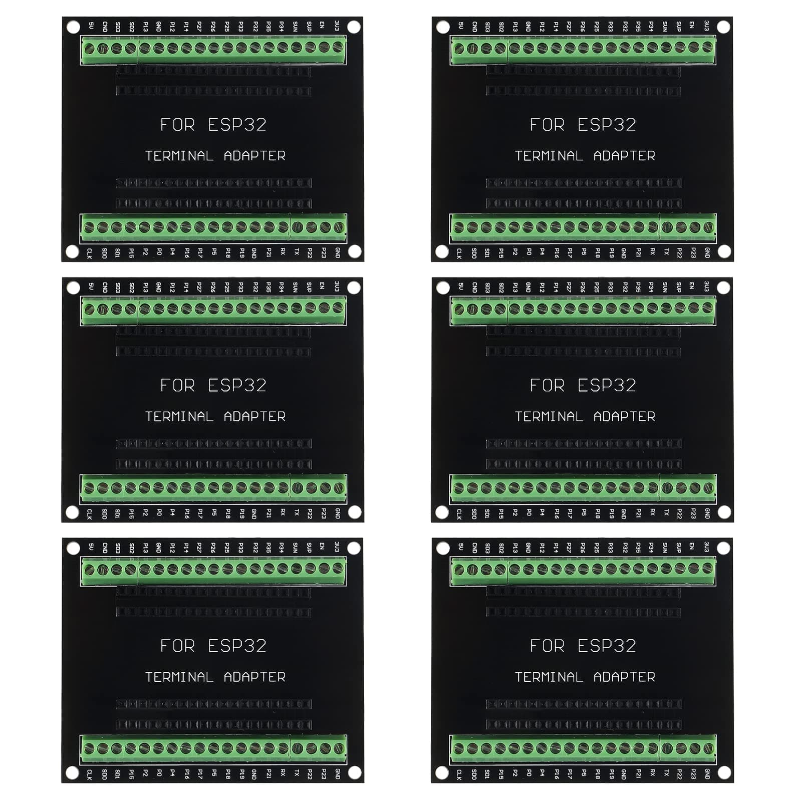 6Pcs ESP32 Breakout Board GPIO 1 into 2 for ESP-32S 38PIN Terminal Screw Board Compatible with ESP32 ESP-WROOM-32 Microcontroller Development Board