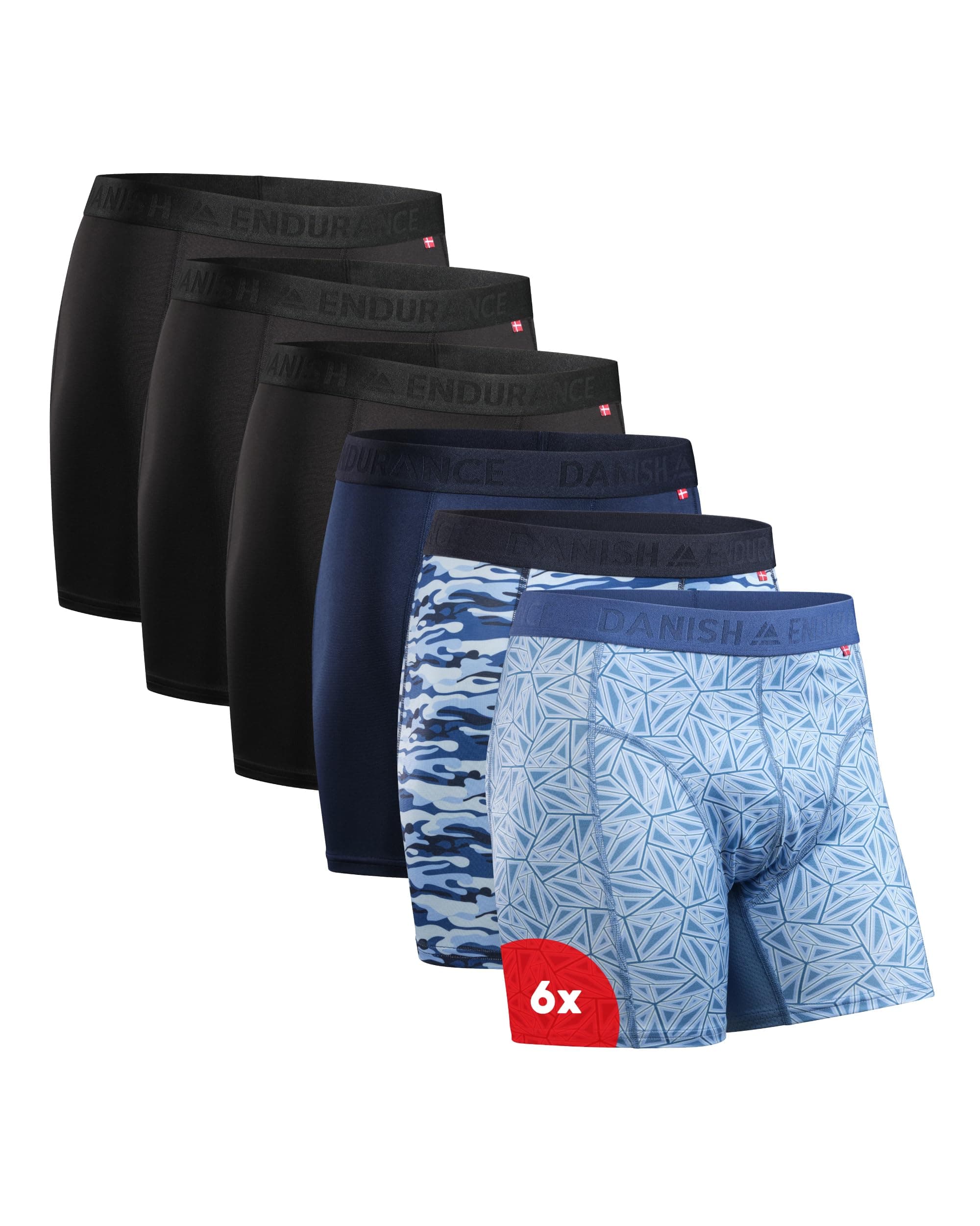 Men's Performance Boxer Briefs (6-Pack) – Moisture-Wicking, Quick-Dry Comfort with Extra-Long Fit