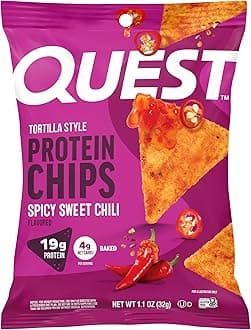 Quest Nutrition Spicy Sweet Chili Tortilla Chip, 19g Protein, 4g Net Carb, High Protein Low Carb, Gluten Free, 1.1 oz (Pack of 12)