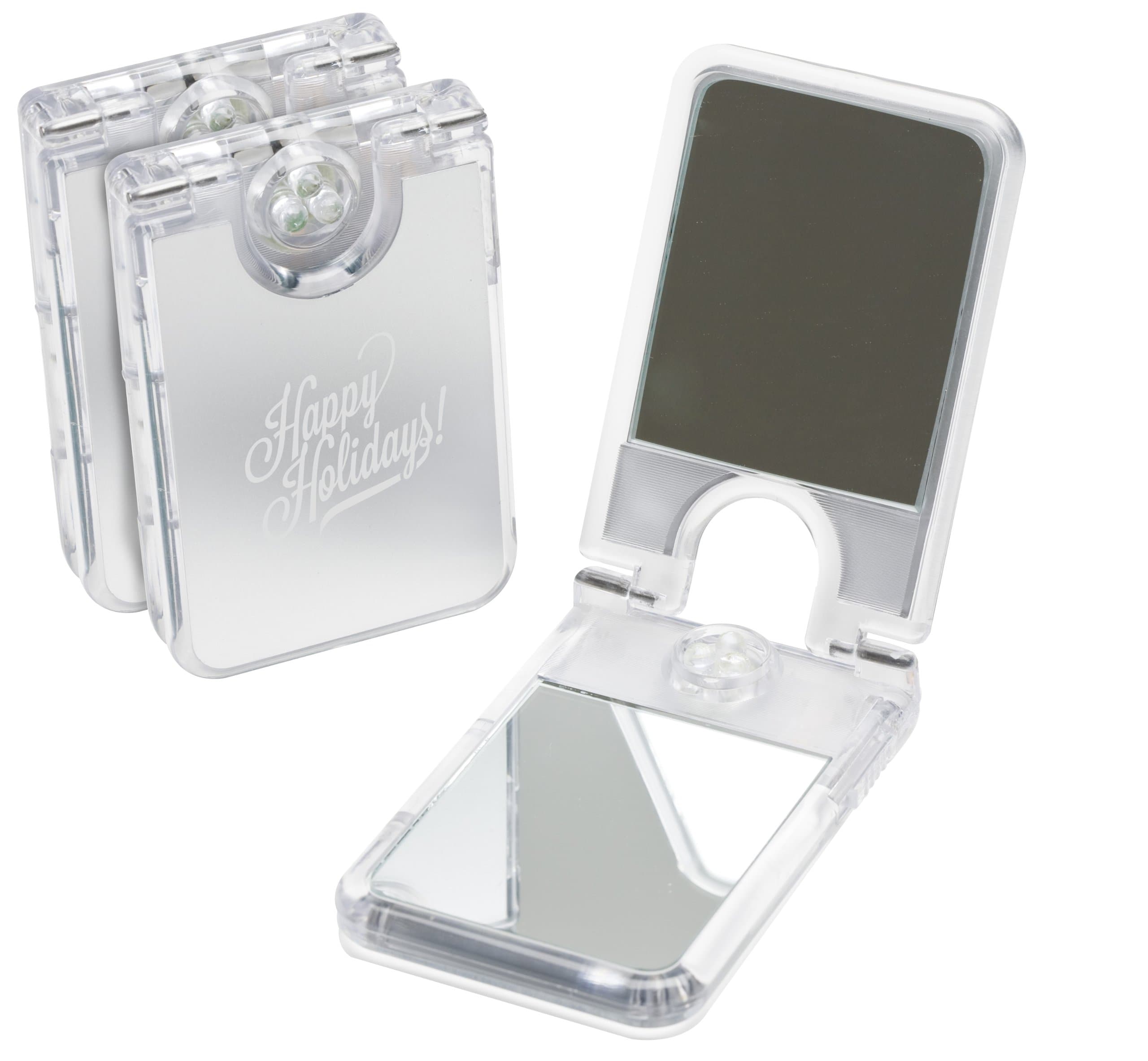 "Happy Holidays" Brilliant 3 LED Mirror Compact 3 Pack