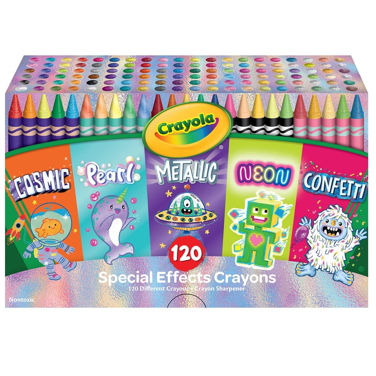 Crayola Special Effects Crayons Pack - 5 Boxes (24 Each), Confetti, Neon, Cosmic, Pearlescent, and Metallic Crayons for Kids, Arts & Crafts Supplies [Amazon Exclusive]