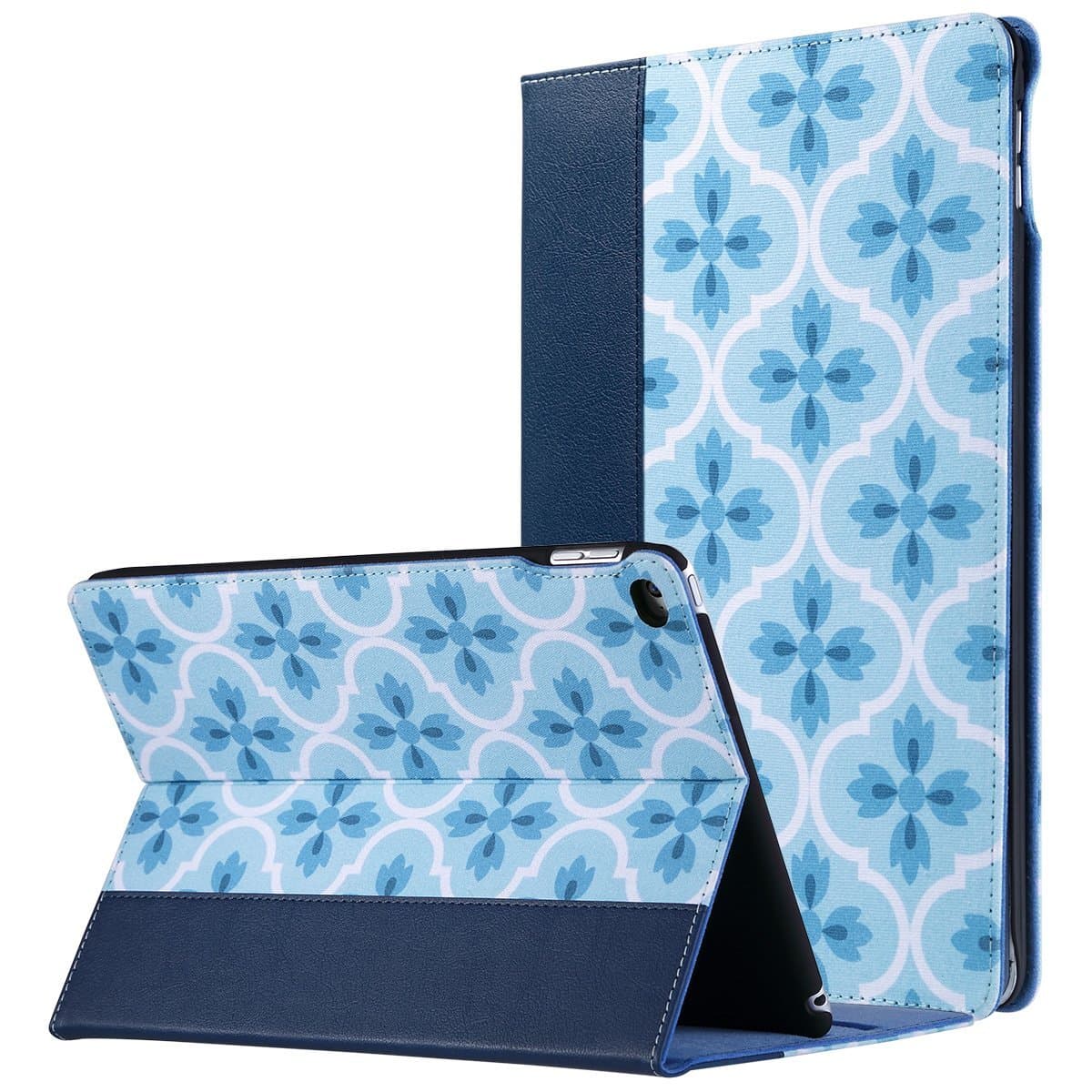 ULAK iPad Air 2 Case, [Thin Series] PU Leather Case Protective Lightweight Smart Cover with Auto Sleep/Wake Function Tablet Case for iPad Air 2 - Blue Flower