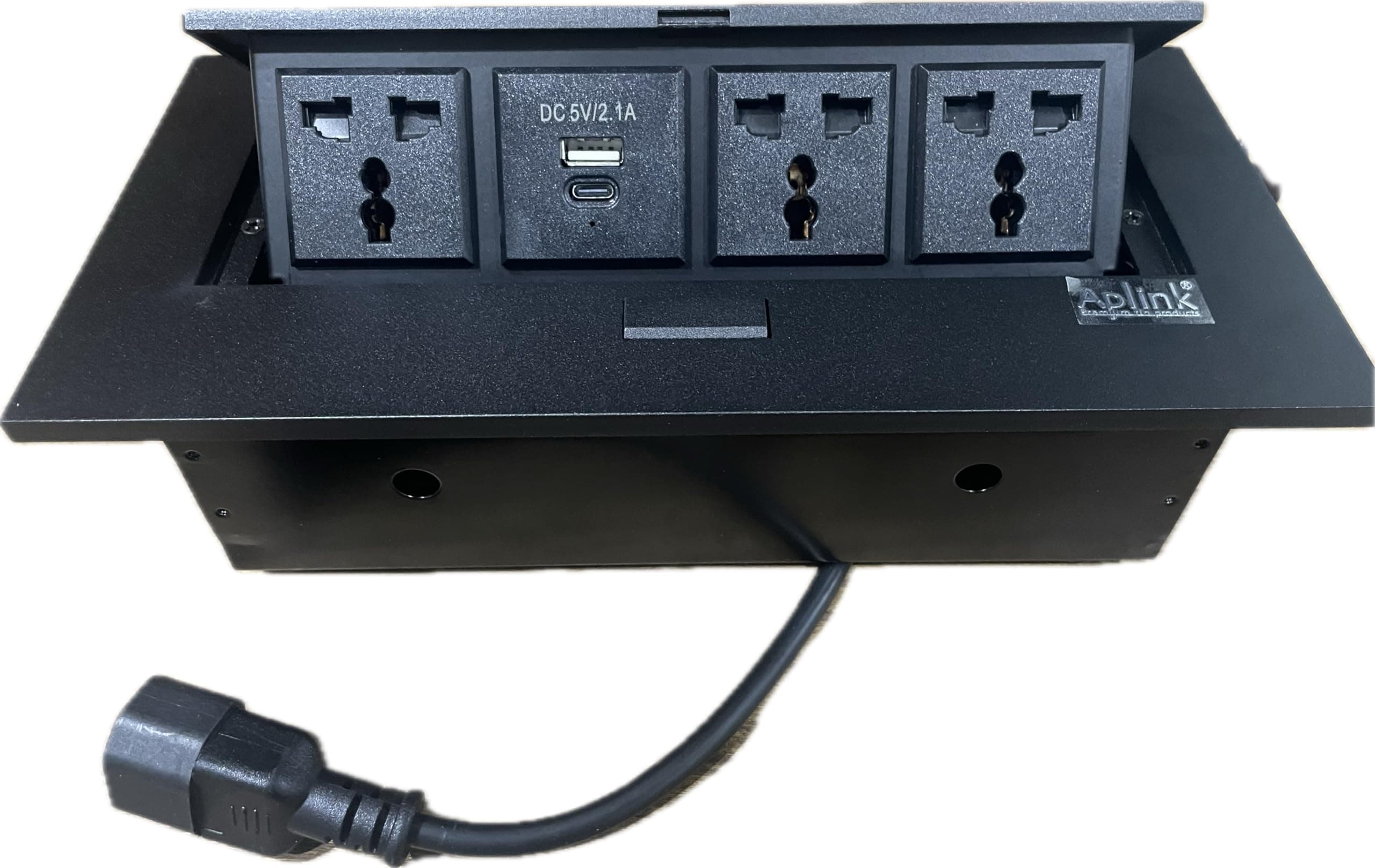 Conference Table Power Outlet Type-C Fast Charging Pop Up Table Hub Connection Box with 3AC Outlets and USB Port for Conference Room Kitchen Countertop