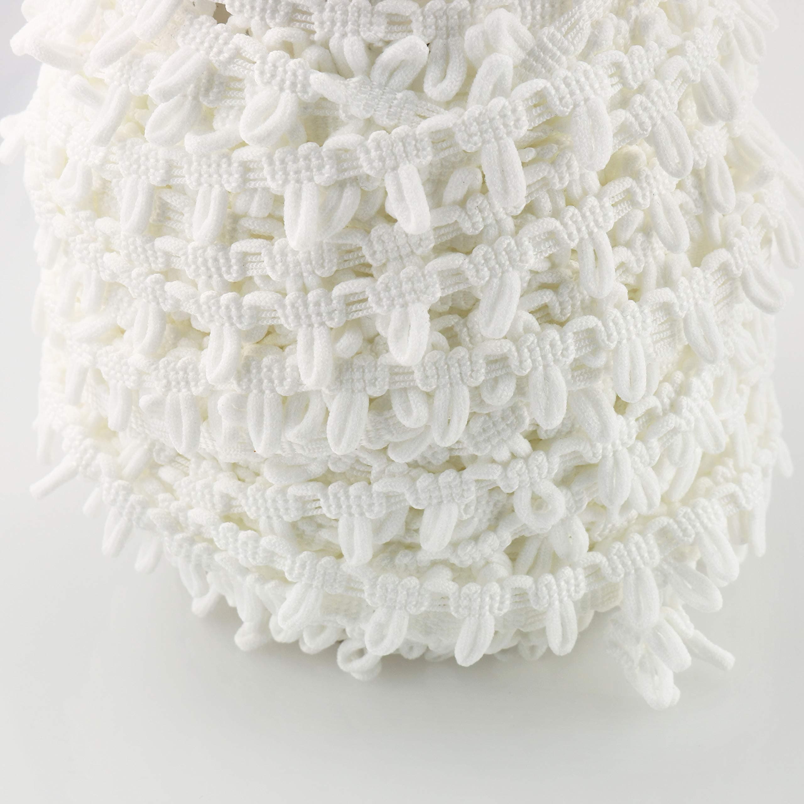 Tegg Button Looping 42ft White Lace Edge Elastic Button Loops for Sewing Craft Wedding Bridal Dress DIY Decoration