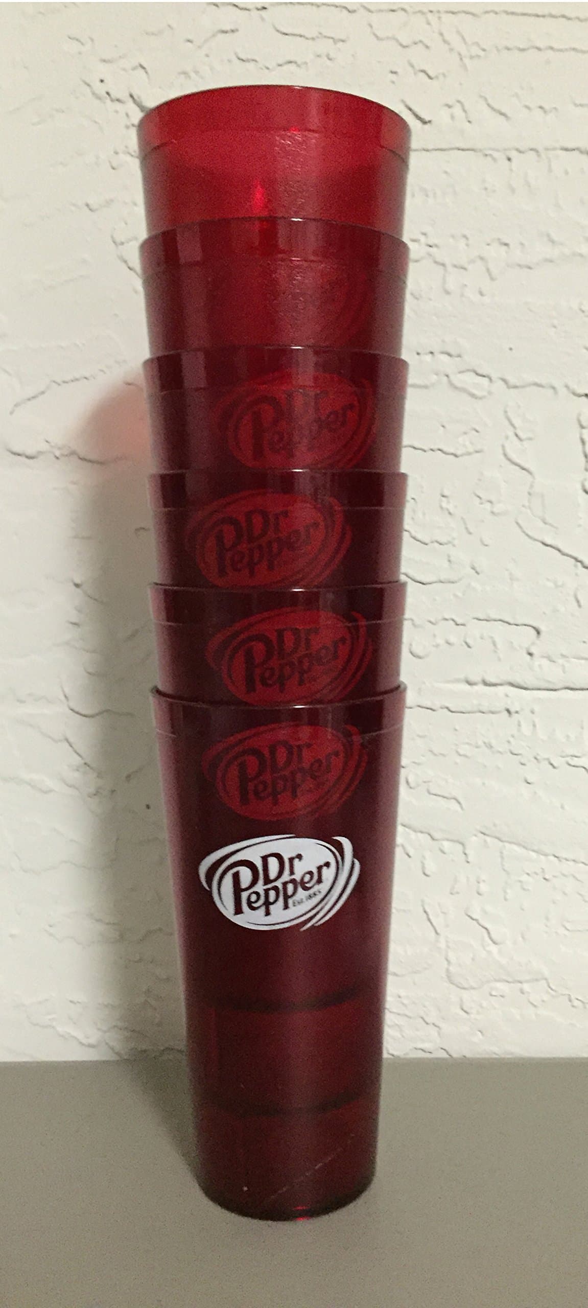Dr. Pepper Ruby Red Plastic Tumblers 32-Ounce Restaurant Grade Cups, Set of 6