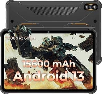 HOTWAV R7 Rugged Tablet Android 13, 15600mAh 10.1 Inch HD+ Waterproof, 12GB+256GB/(2TB TF) Outdoor Work Tablets, 16MP+16MP Camera Octa Core/Daul SIM 4G/IP68&IP69K/Face ID/GPS/OTG/Widevine L1