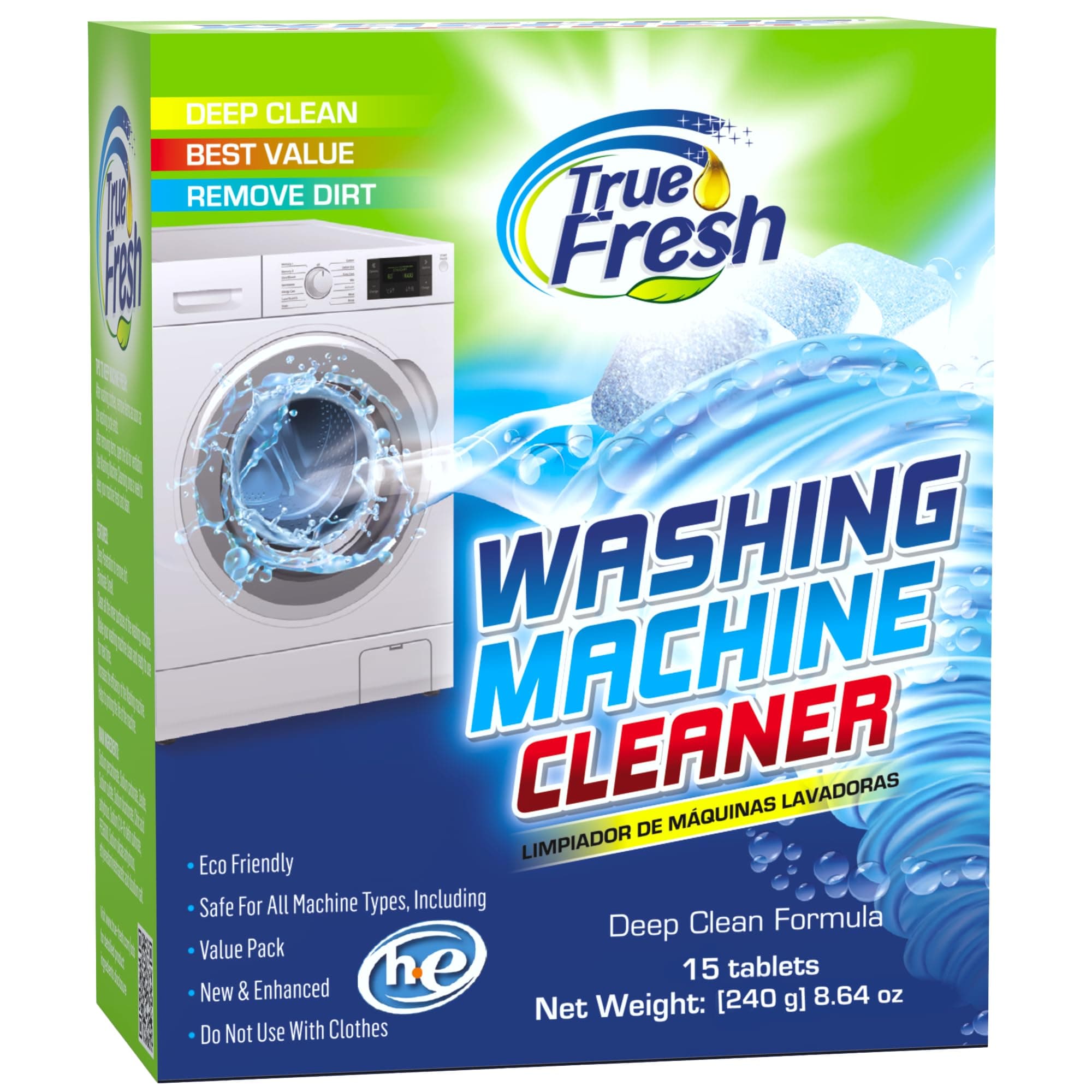 - Washing Machine Cleaner Descaler 15 Pack Tablets, Deep Cleaning Deodorizer for HE Front & Top Load Washers, Eliminates Odor Buildup Residue Grime, Cleans Drum Pump Valve Hoses Septic Safe