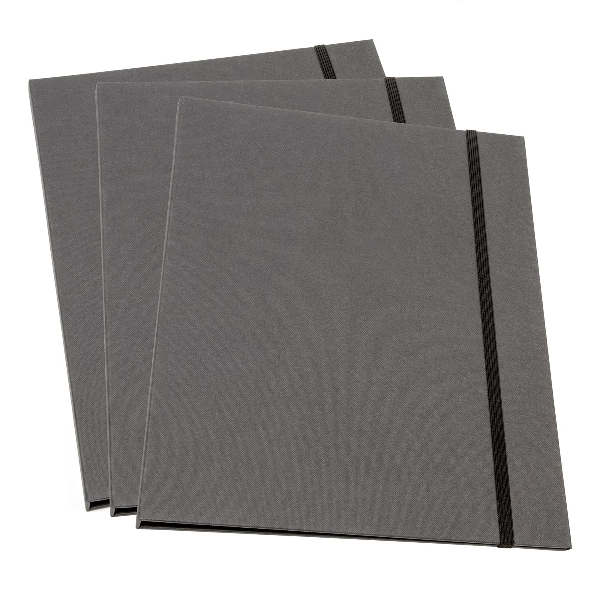 Bigso Paul Letter Size Folder with Elastic Closure | Presentation Folders with Pocket for Work or School | Durable Single Folder to Protect Documents & Papers | 9.17″x12.48″x0.59″ | 3 Pack | Dark Grey