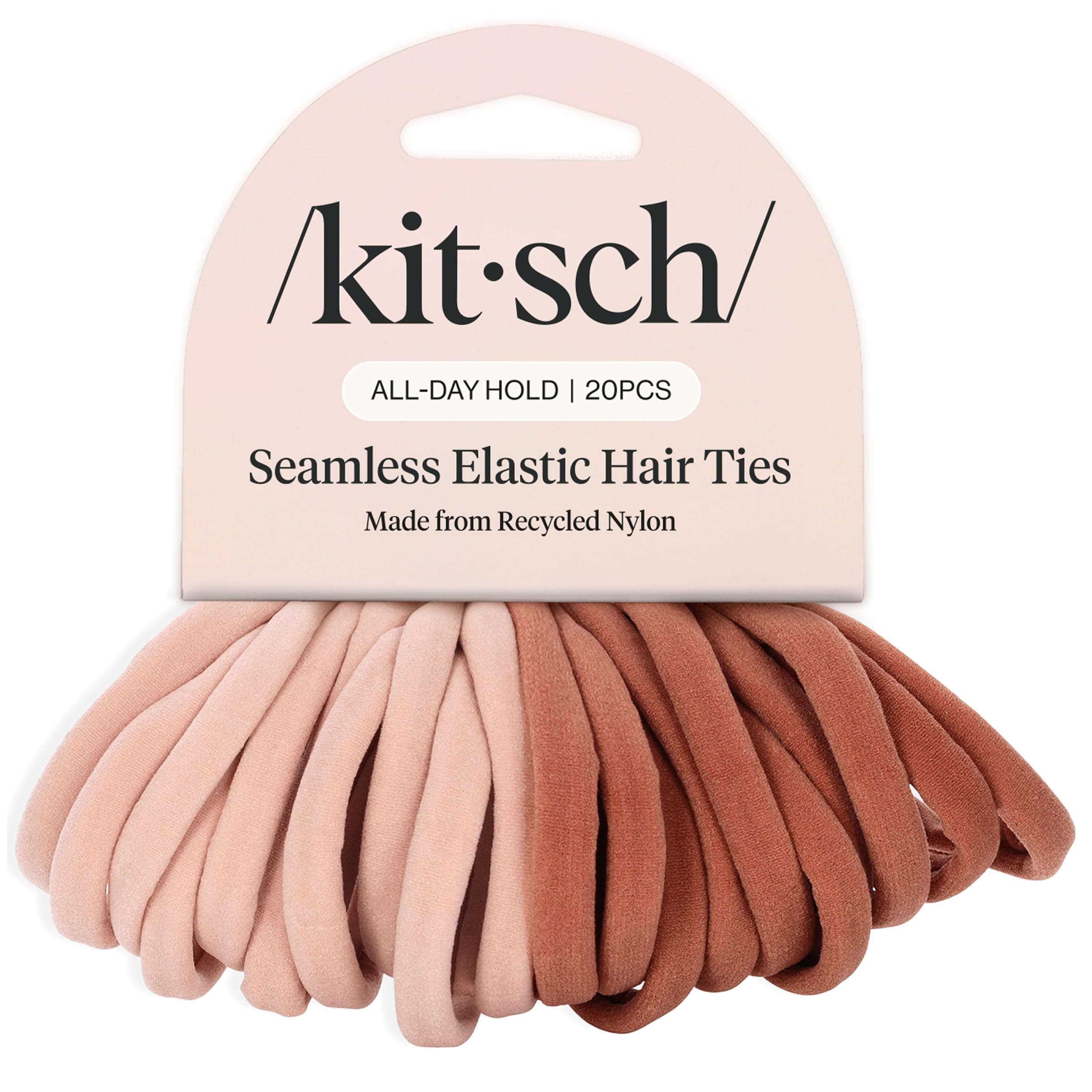 Elastic Hair Ties for Women - Thick Hair Ties No Damage, Soft Rubber Bands for Hair, Hair Bands for Women's Hair & Ponytail Holders, Hair Elastics, Small Hair Ties for Thick Hair (20pcs, Blush)