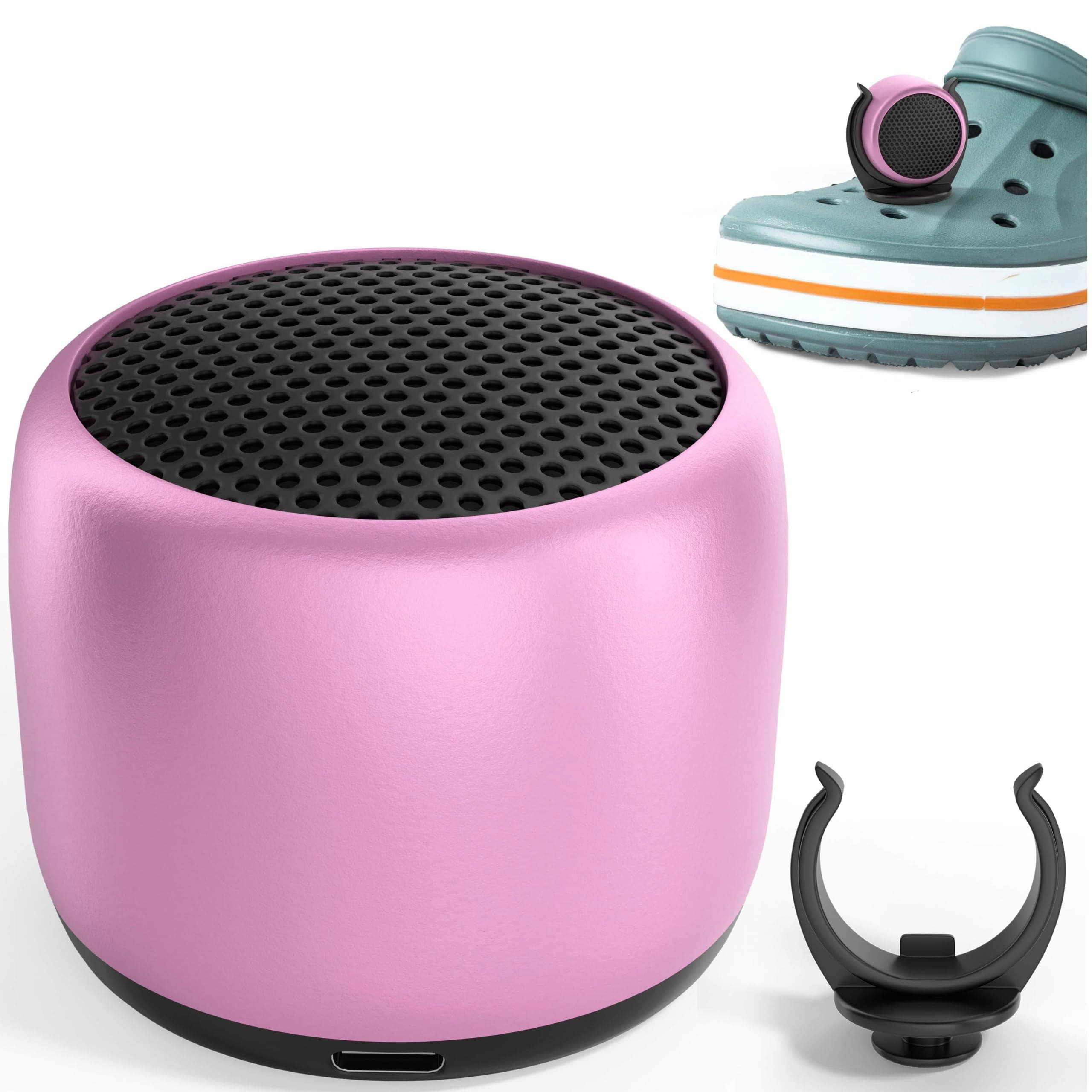 Bluetooth Speaker for Crocs V2 - Upgraded Wireless Mini Speaker to Attach to Clogs - Pink Set