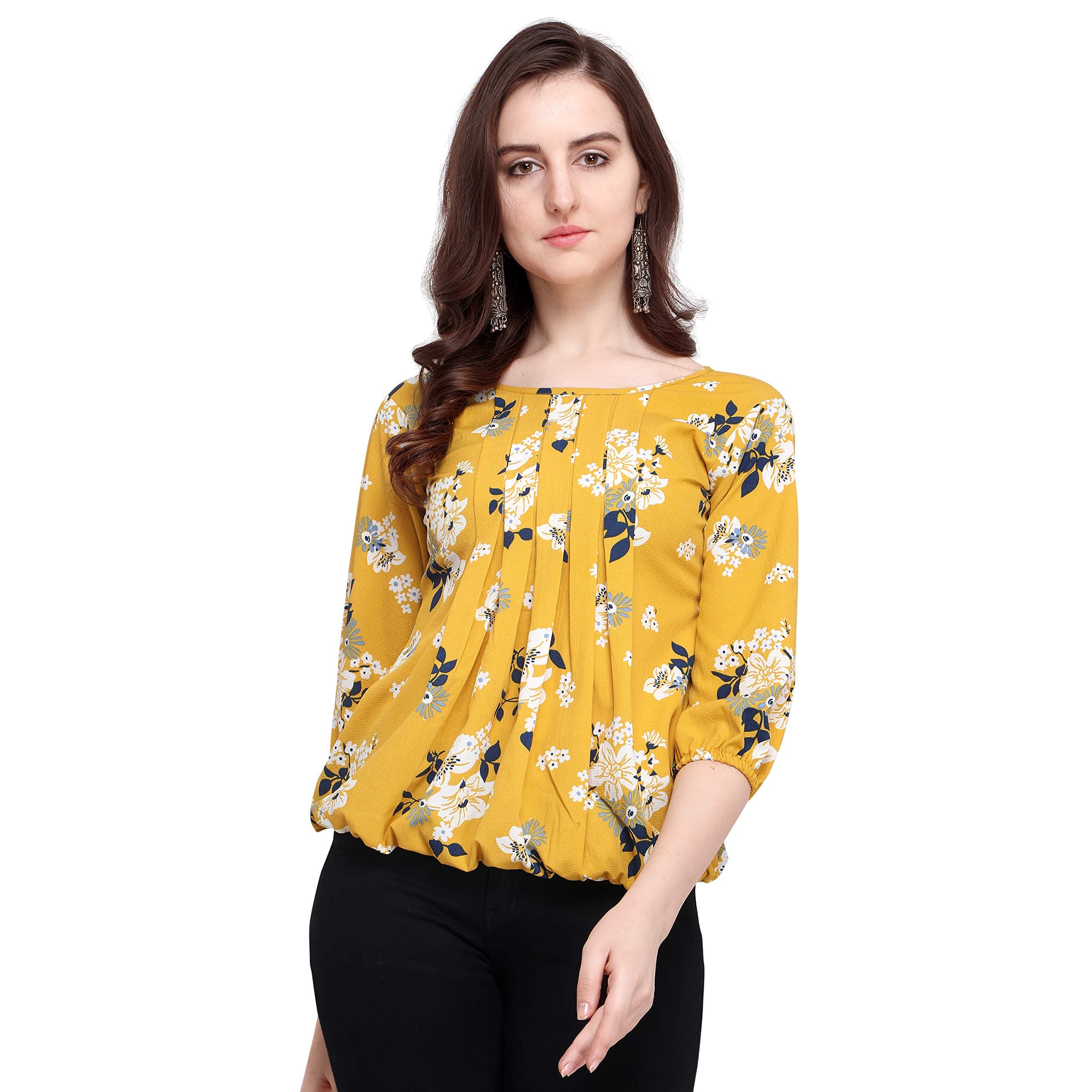 J B Women Solid Top with 3/4 Sleeves for Office Wear, Casual Wear, Under 399 Top for Women/Girls Top
