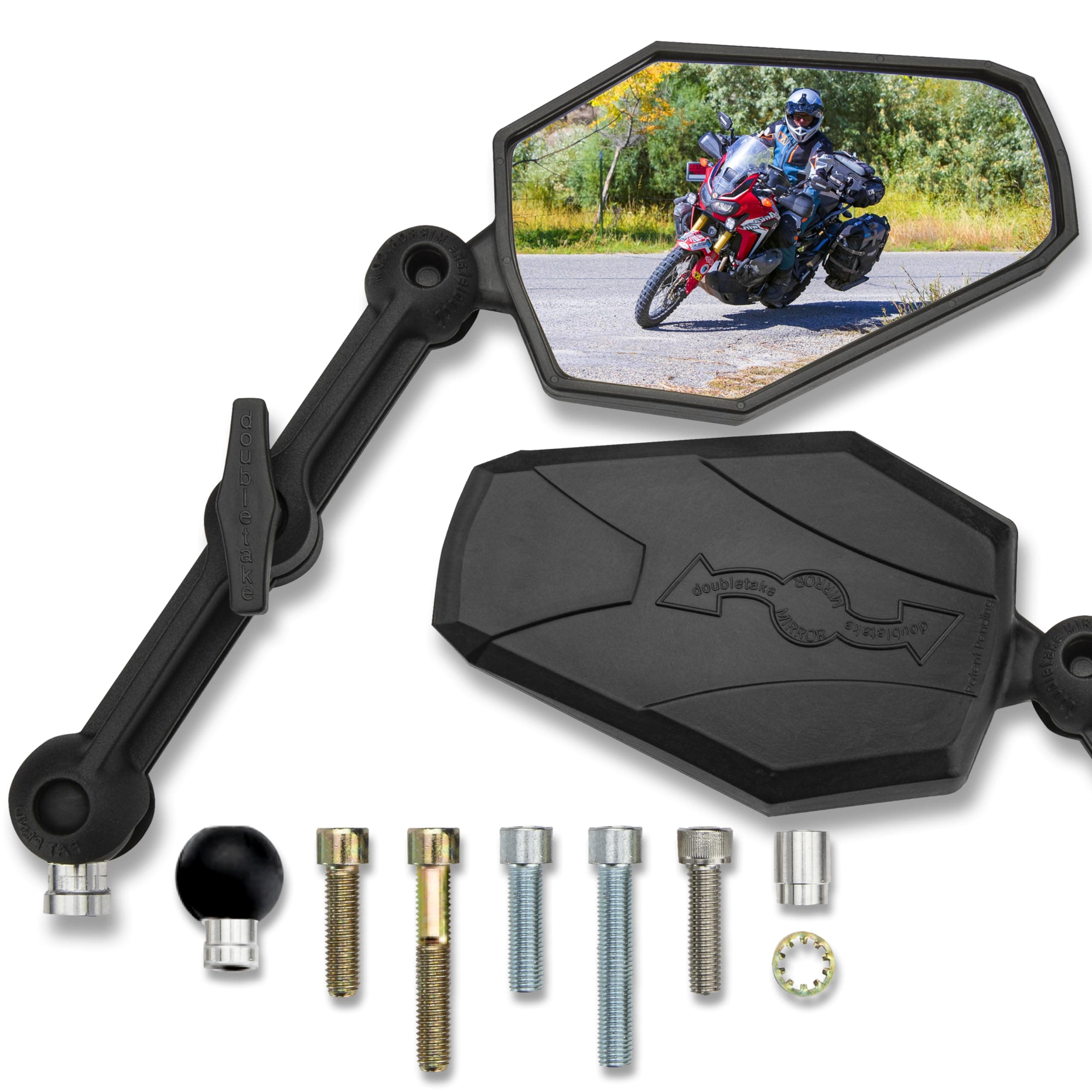 Doubletake Mirror® Adventure 6" Kit 2.0, Universal Fit Folding Motorcycle Mirrors, Guaranteed for Life.