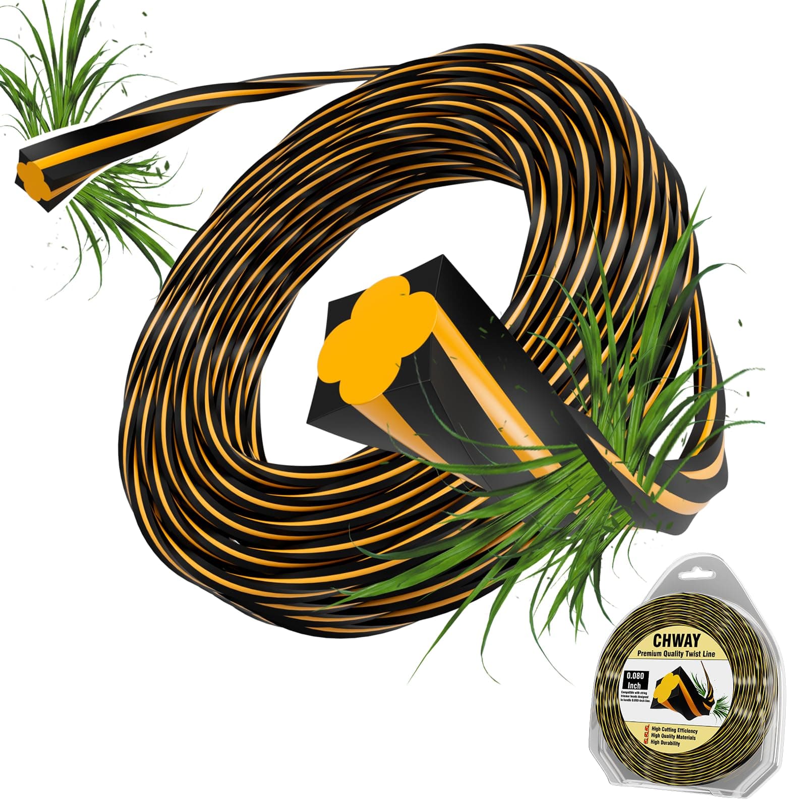 Chway0.080'' DWO1DT801 Replacement String Timmer Lines Compatible with DEWALT Weed Eater, Square Twisted Weed Eater String, Heavy Duty Trimmer String (200 ft.)