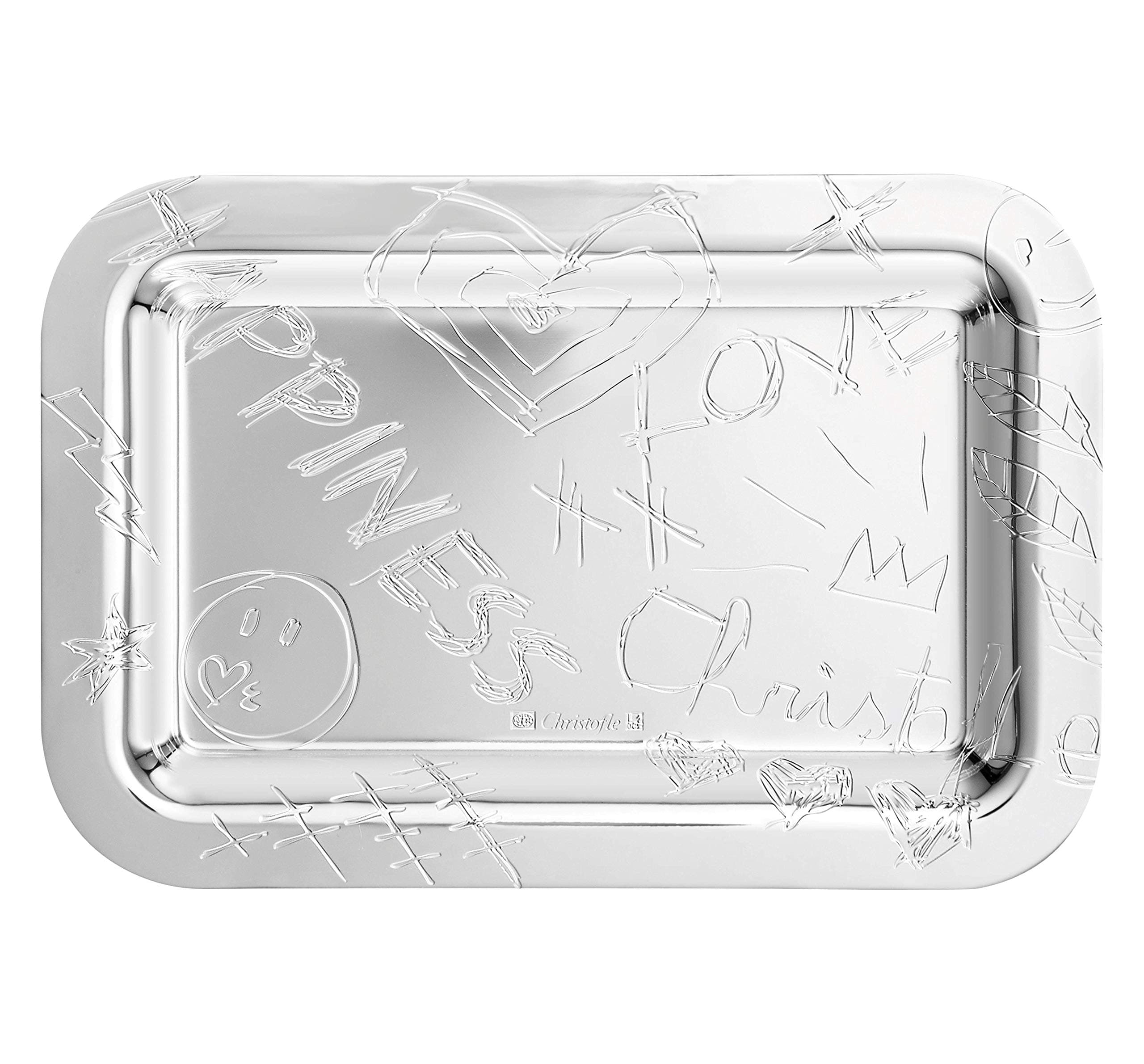 ChristofleGraffiti Silver-Plated Rectangular Tray #4200450