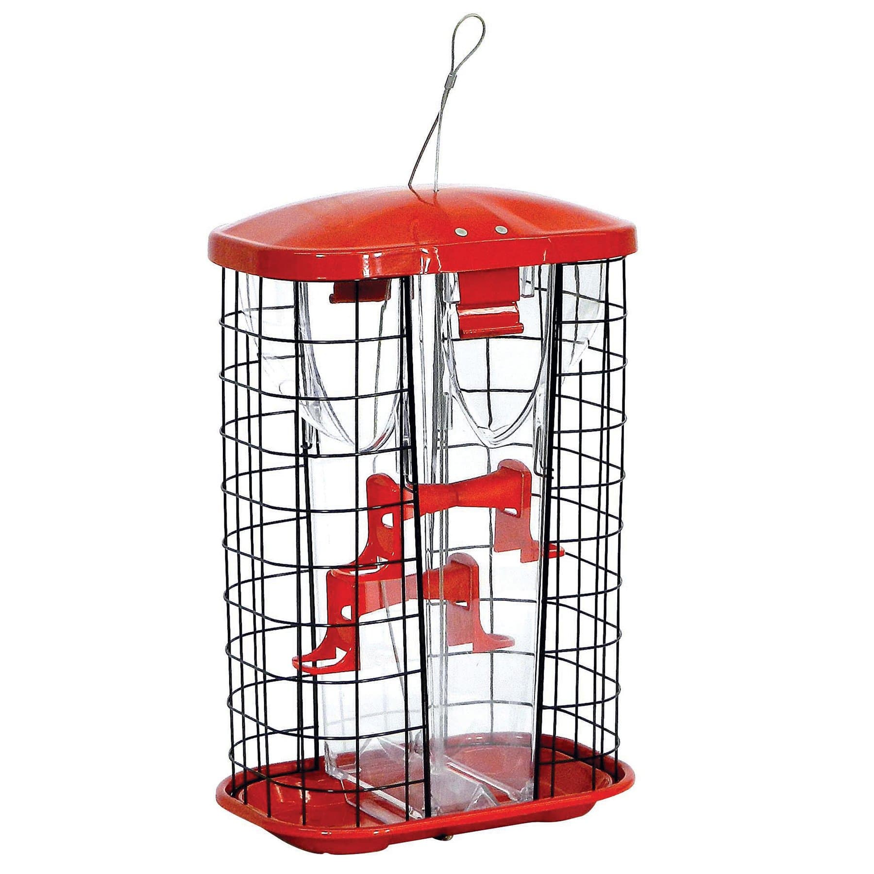 Stokes Select Squirrel-X Squirrel Resistant Bird Feeder, Jumbo Hopper Feeder, Four Perches, 7.2 Pounds Bird Seed Capacity, Red (38271)