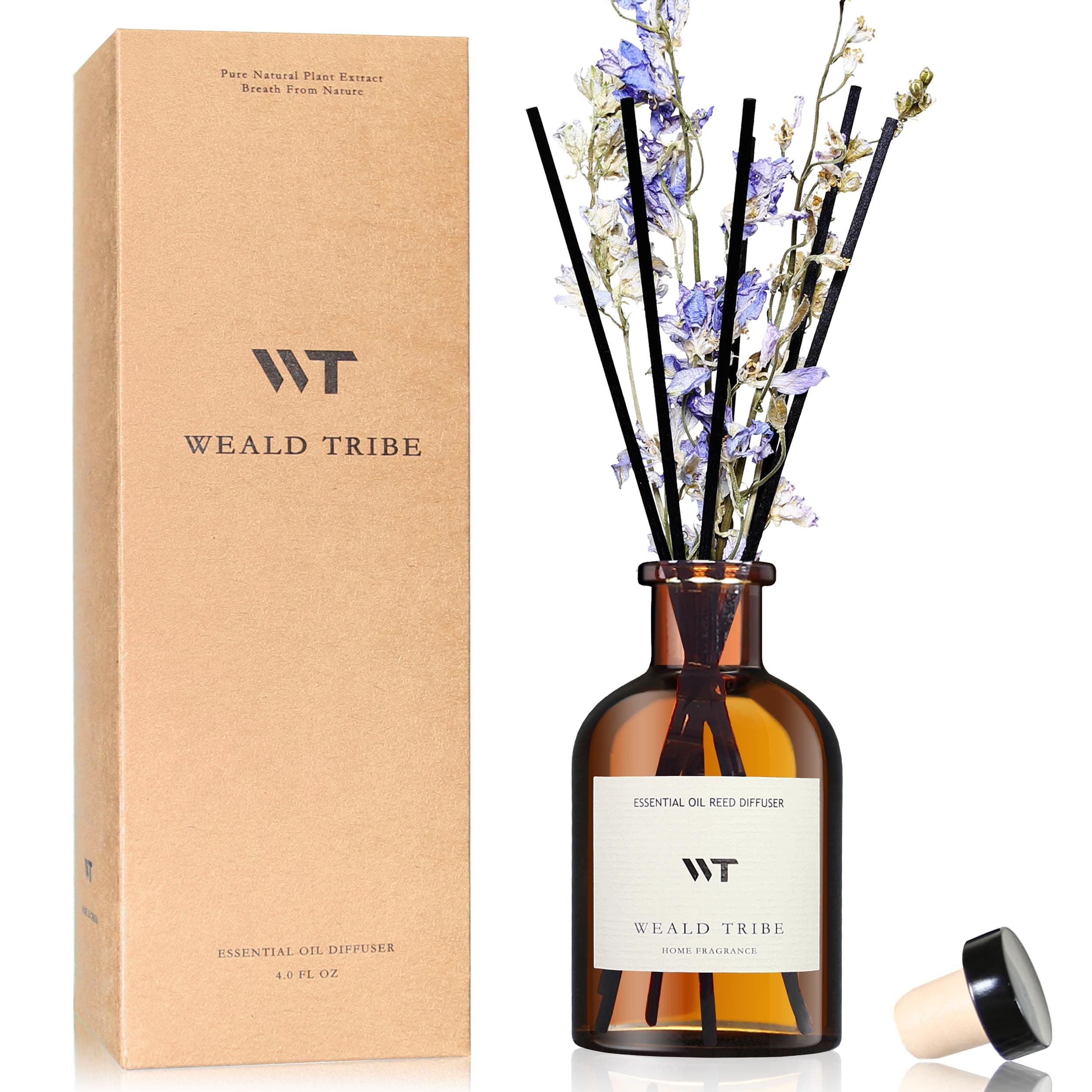 WEALD TRIBE Flower Reed Diffuser Set Lime & Citrus Scent for Bathroom Air Fresheners, Oil Diffuser Sticks | 4.0 fl oz Home Fragrance with Sticks Defusers | House Bedroom Office Shelf Decor