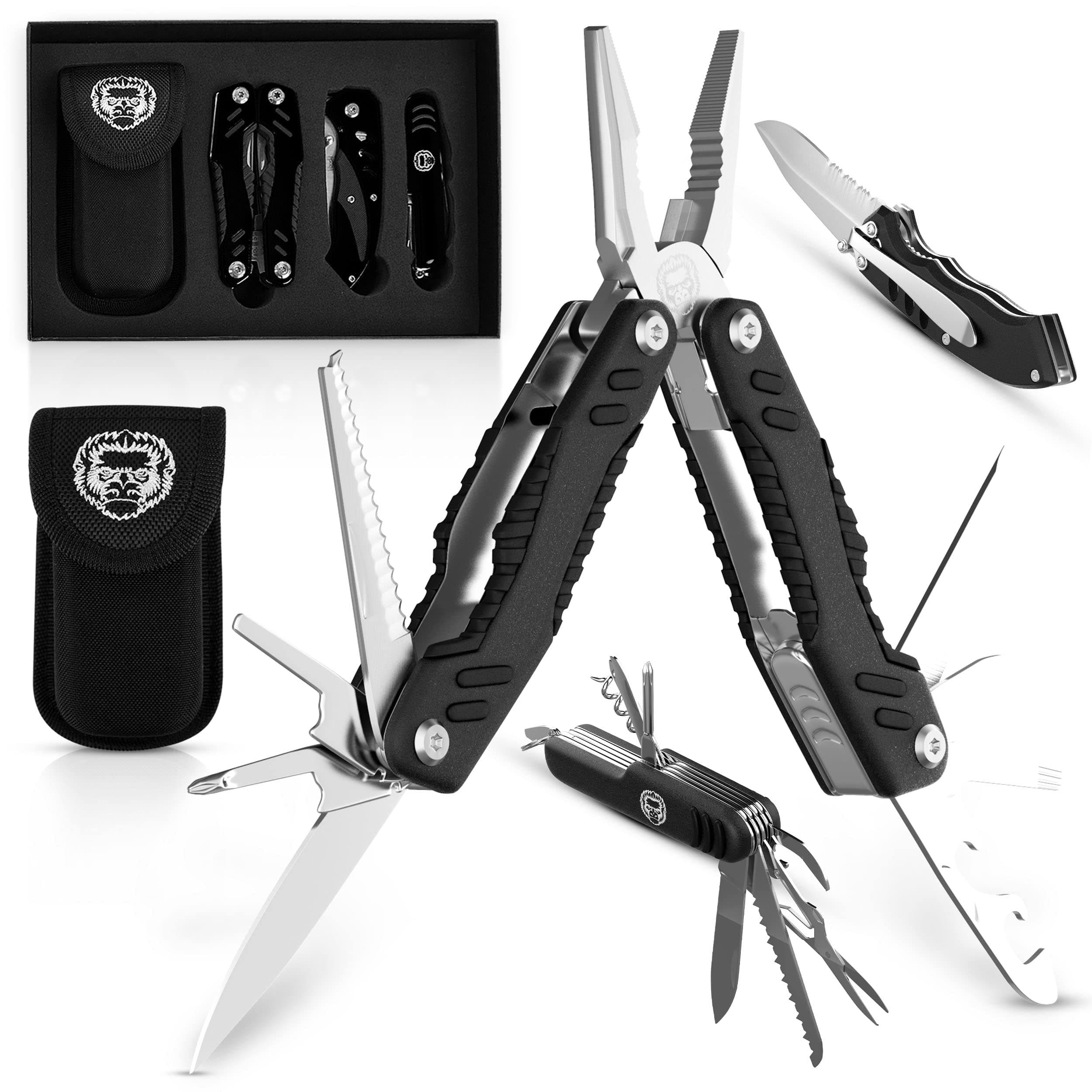 3 Piece Pocket Multitool Utility Knife Gift Set (Black)