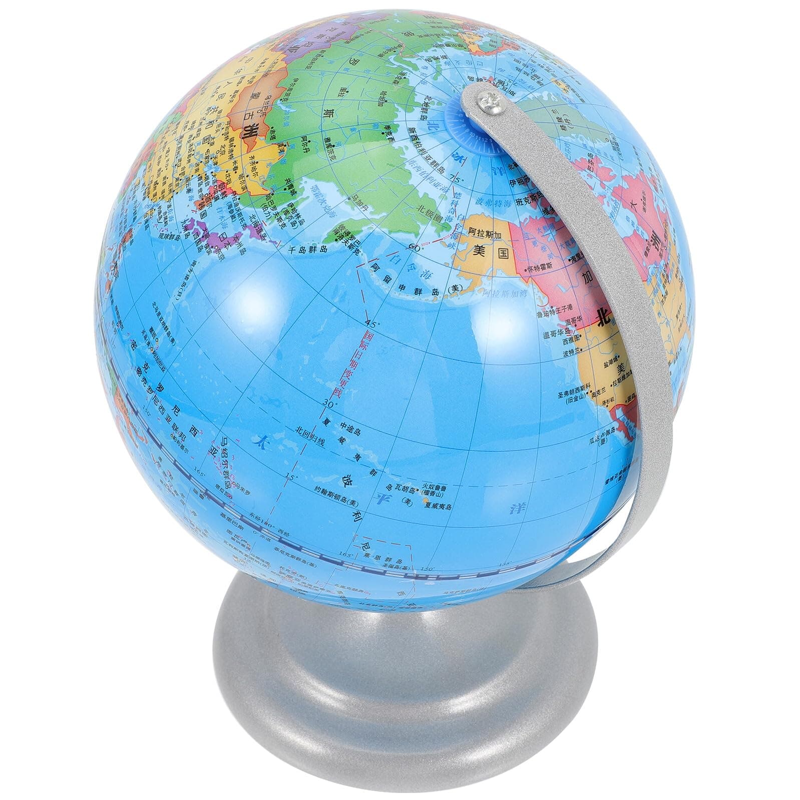 16cm Rotating Terrestrial Globe Decor for Students and Educational Office Globe with Detailed World Map Small Desktop Geography Ornament