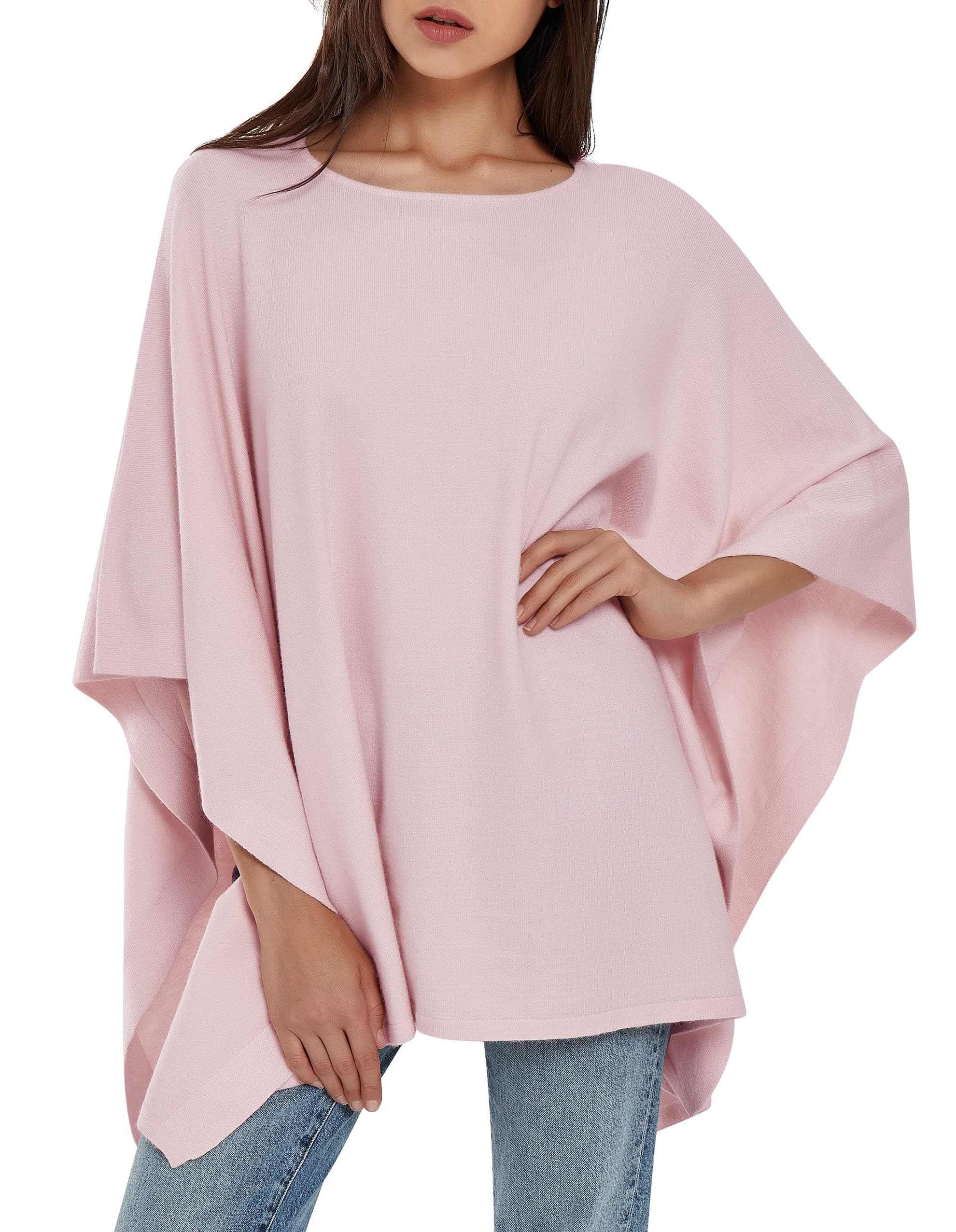 Women's Pullover Poncho Sweater Oversized Loose Fit Soft Shawl Layering Tops for Office Travel Daily Wear,Fall Winter