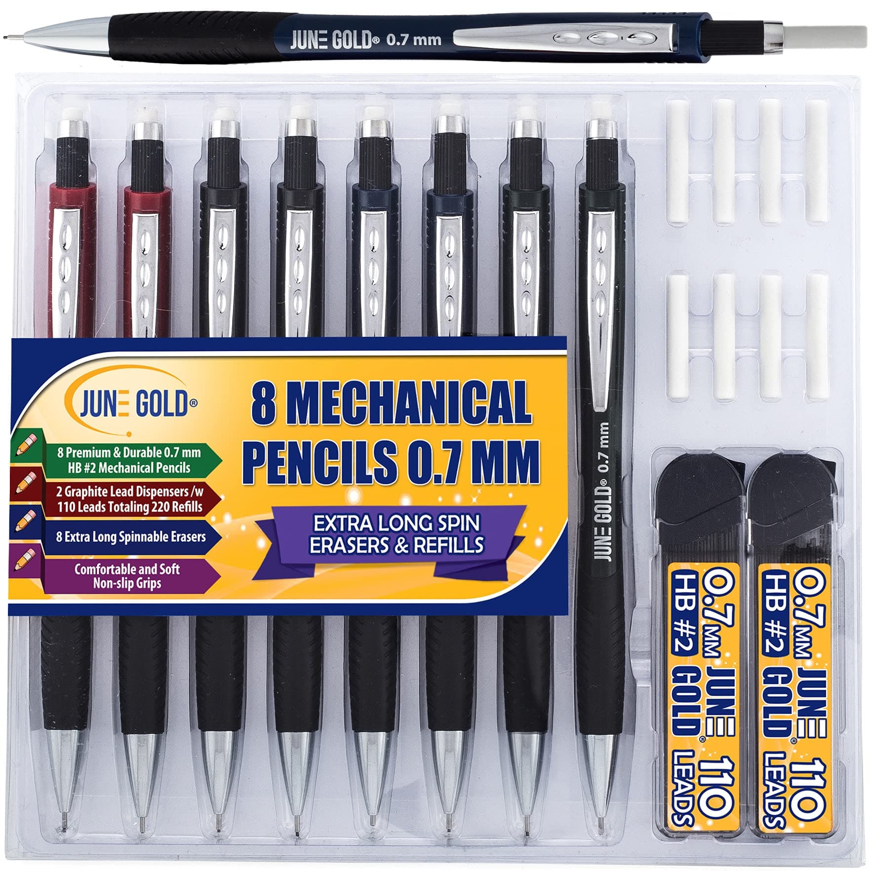 8 Spin Eraser Mechanical Pencils 0.7 mm