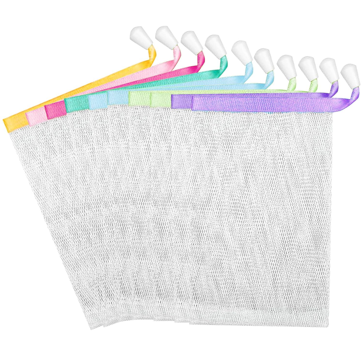 10 PCS Mesh Soap Saver Pouch Double-Layer Soap Saver Bag with Drawstring Mesh Soap Bag Bath Facial Cleanser Foaming Net Exfoliating Mesh Soap Bag for Shower Washing Foaming Soap Hangable